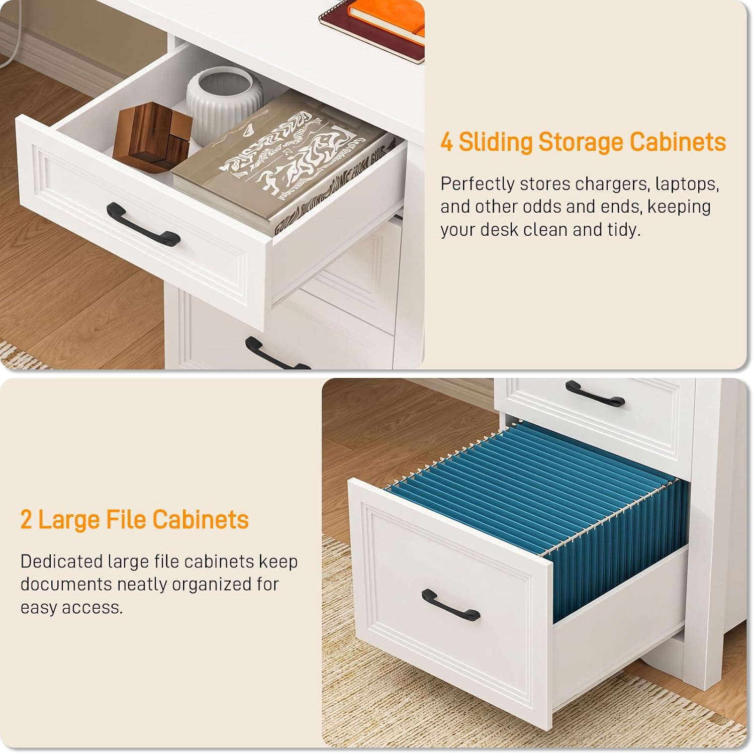 Detalle de Halitaa L-Shaped Desk with 6 Drawers