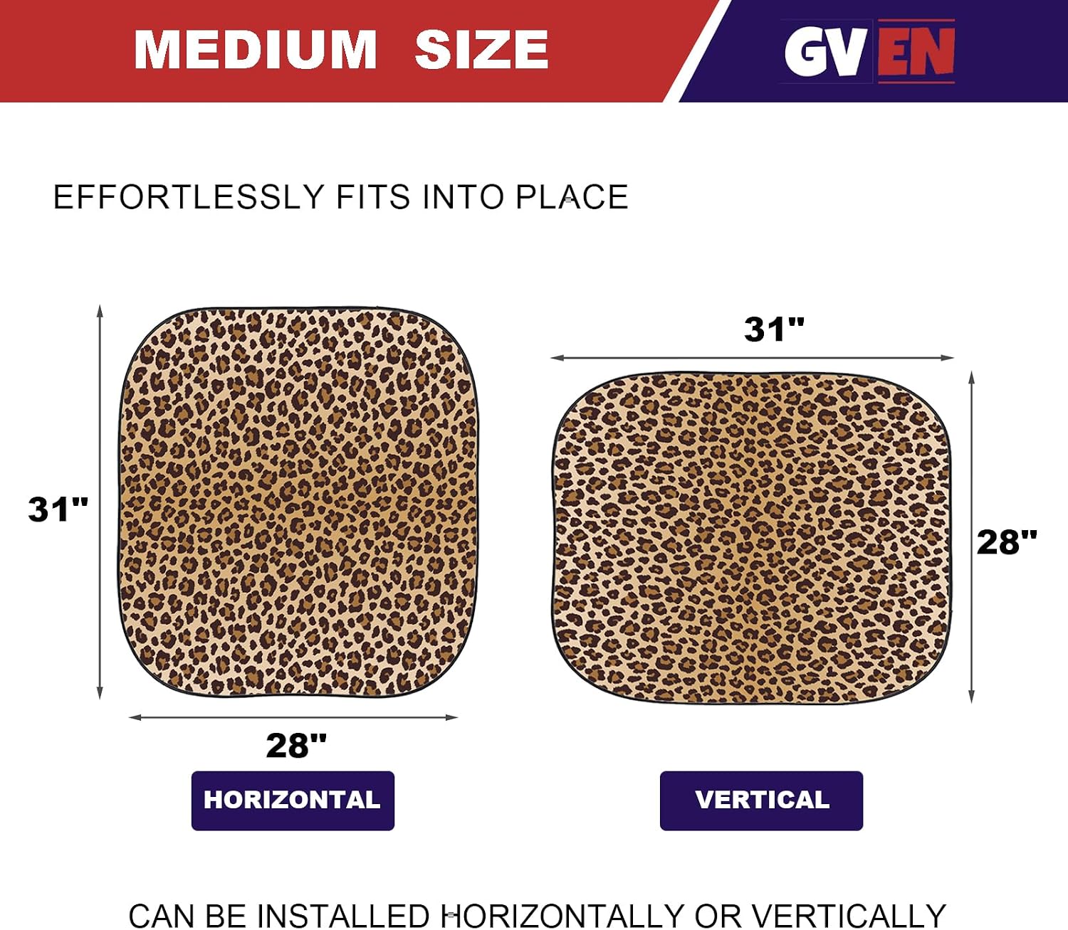 Thumbnail 1 de Gven Windshield Sun Shade 2pcs with Bonus Car Sunshade for Front Window Shades (Leopard, M)