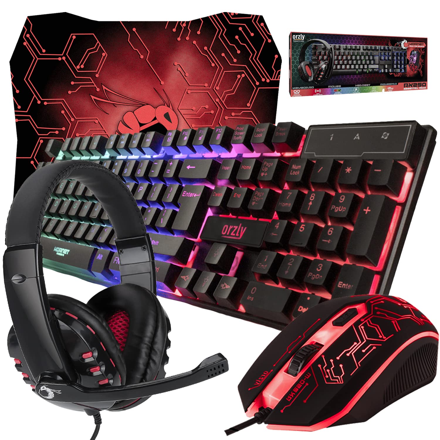Detalle de Orzly Hornet RX-250 4‑in‑1 Gaming Bundle