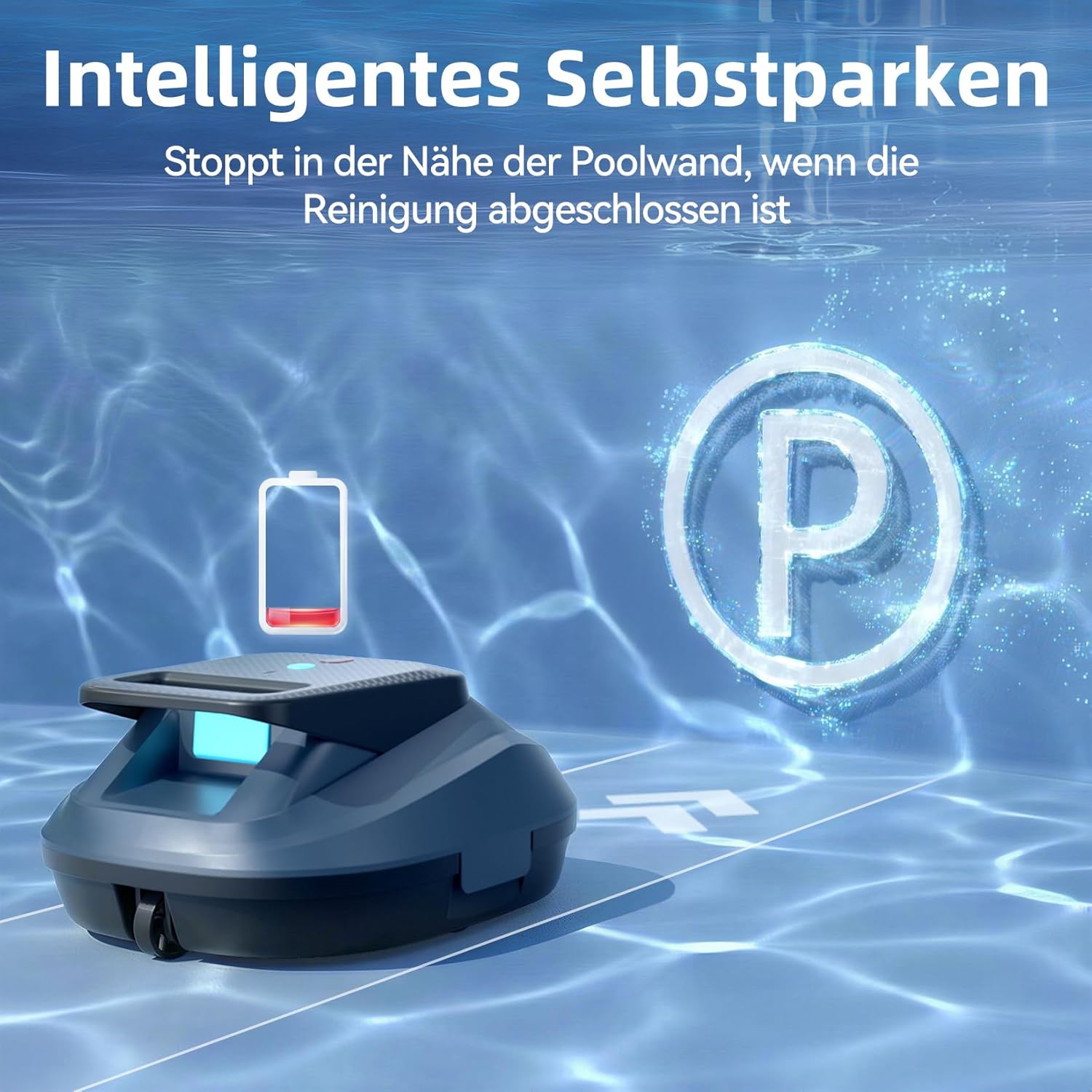 Detalle 2 de Pondee X2 Poolroboter Akku – kabelloser Reinigungspartner, 200 Minuten Laufzeit, Auto-Parkfunktion, 3,3 h Schnellladung