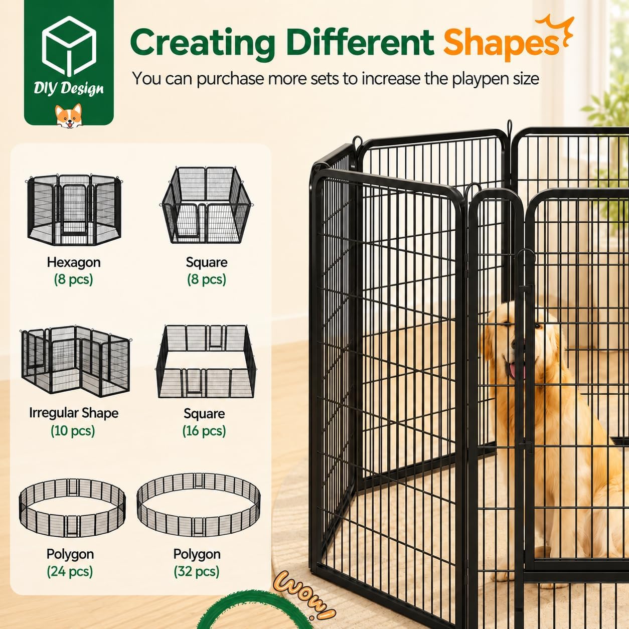 Detalle 2 de Yaheetech Dog Playpen 40-Inch