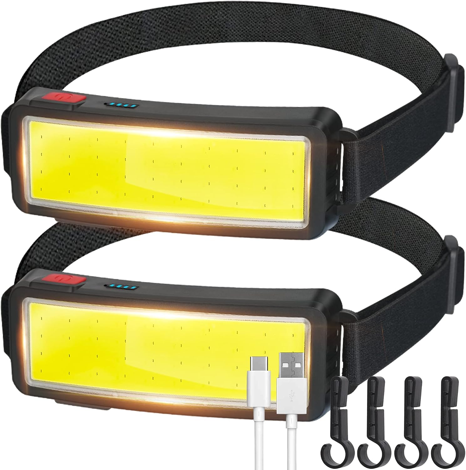 Detalle de DARKBEAM Lampada frontale ricaricabile C02 hoofdlamp met COB-licht, 2 stuks