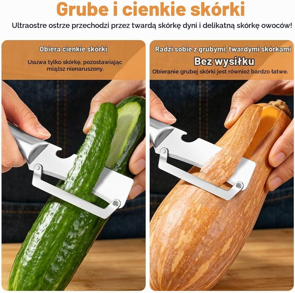 Detalle 2 de AUAUY obieraczka 2 w 1 ze stali nierdzewnej z otwieraczem do butelek