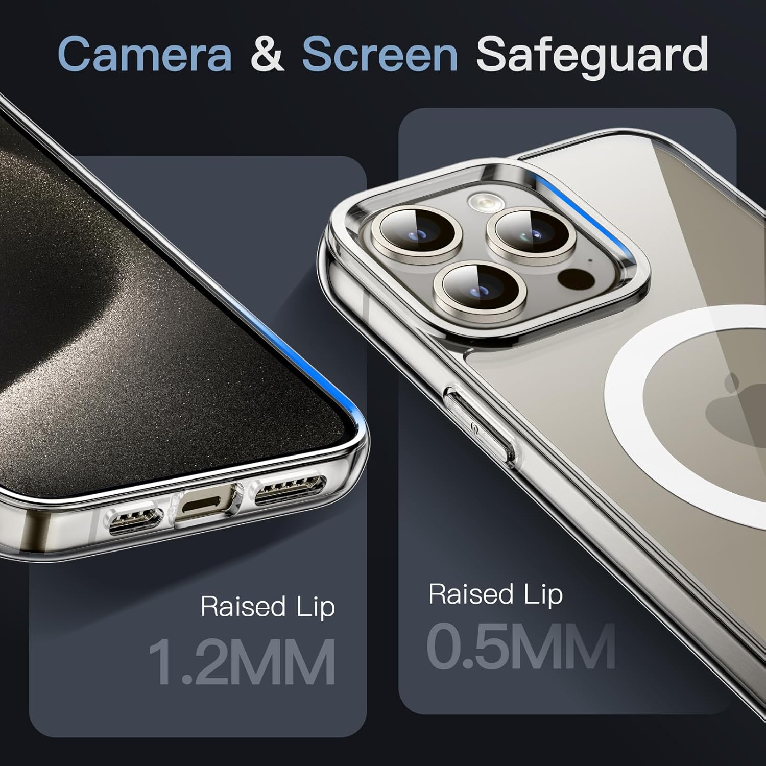 Detalle de JETech Coque Magnétique pour iPhone 15 Pro 6,1 pouces — Transparente et Antichoc, MagSafe