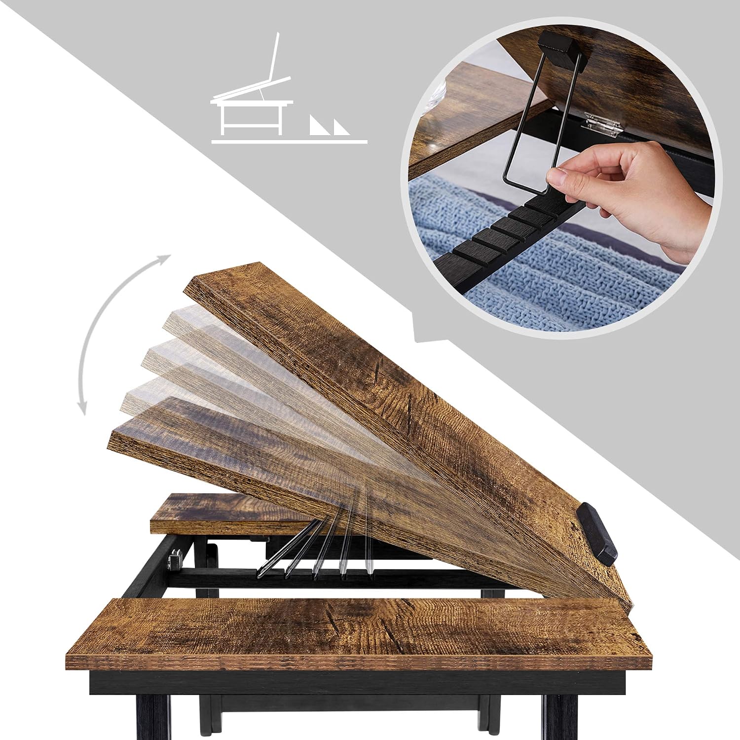Detalle 2 de SONGMICS Laptoptisch vintagebraun 71 x 35 cm