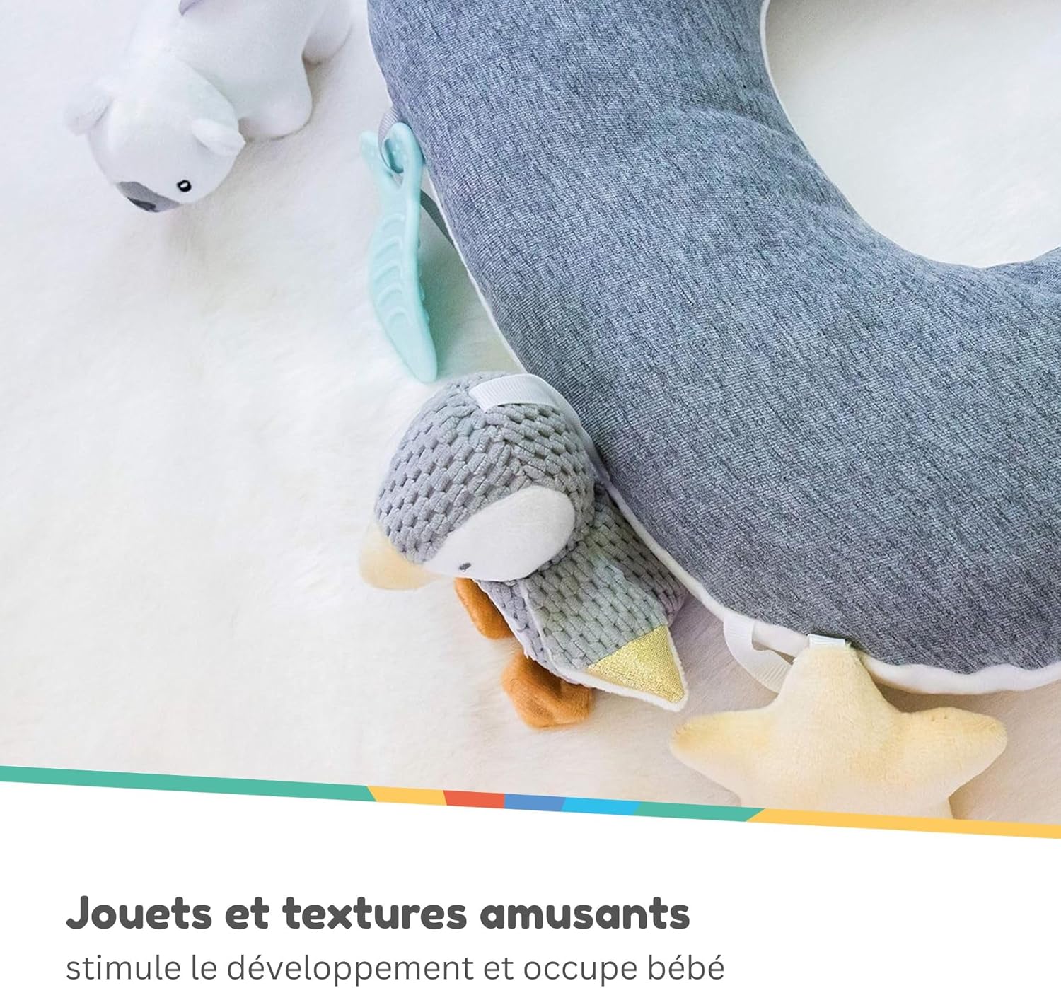 Thumbnail 5 de Nuby Petit Pinguin Tummy Time – coussin interactif pour bébé (gris), dès la naissance