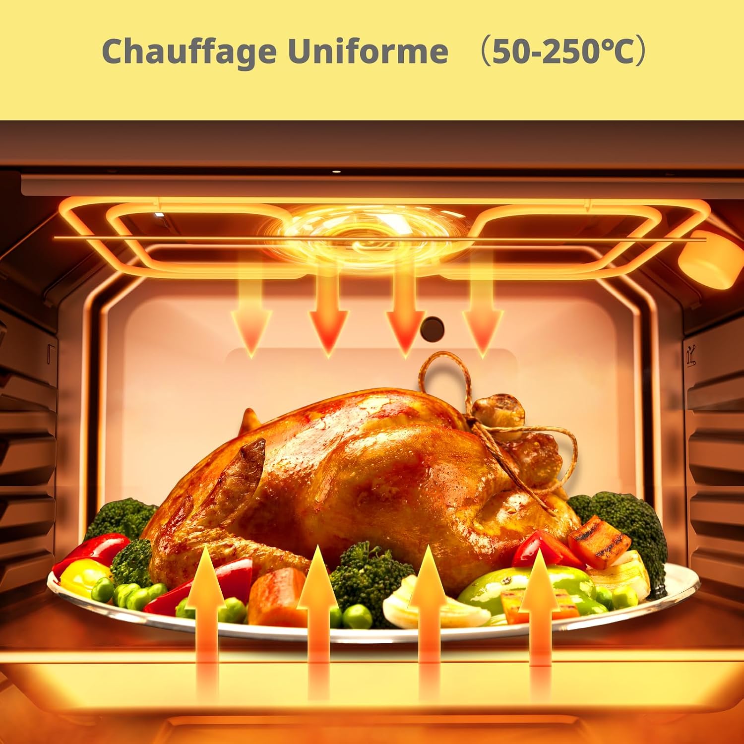Detalle de Comfee CBO60M80M1-BK Four encastrable 60 cm – 60 L, 8 fonctions, friture à air et nettoyage à la vapeur