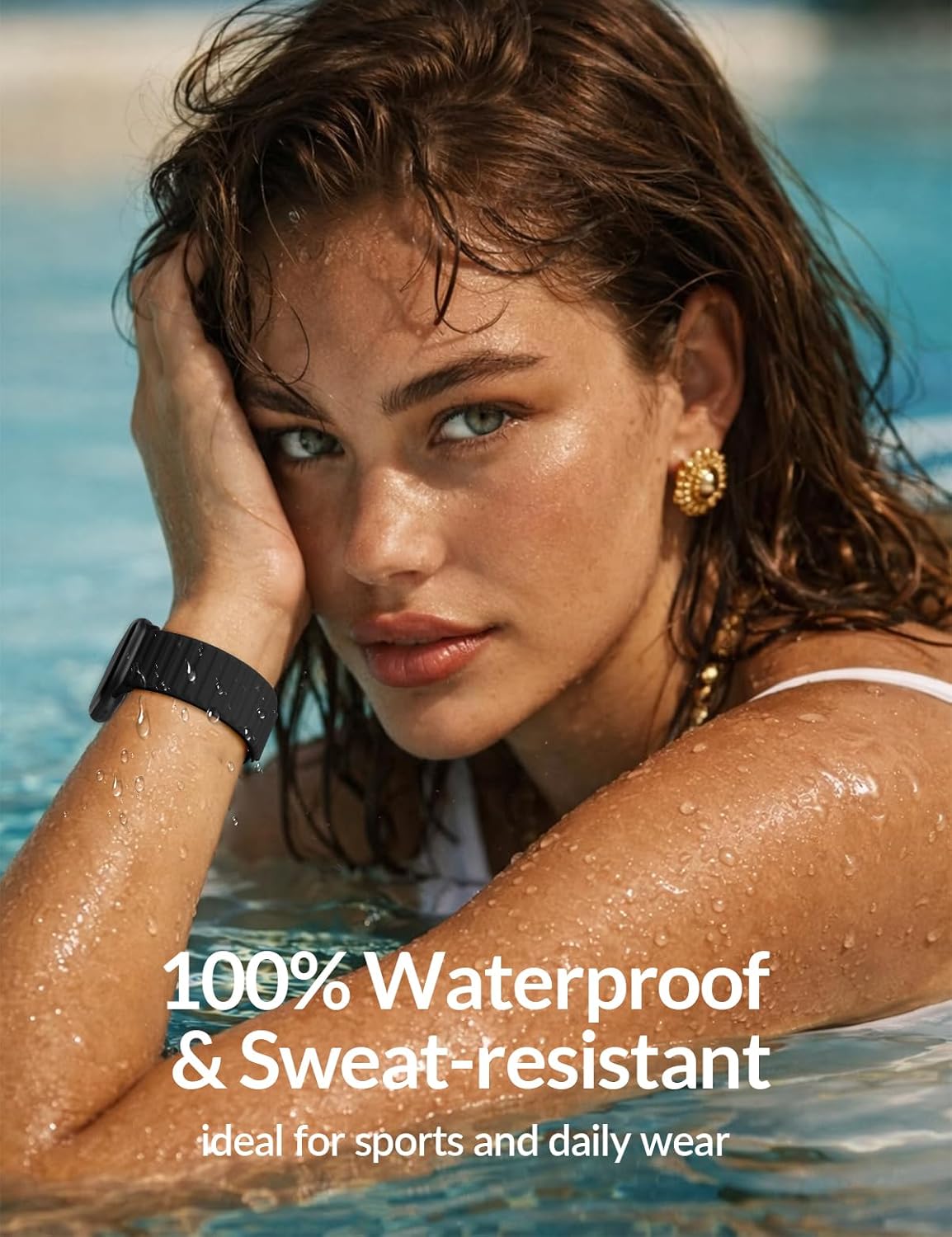 Detalle de Magnetic Silicone Sport Loop for Apple Watch: Universal, Waterproof Comfort