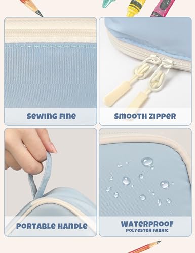 Detalle de SUNEE Cute Pencil Case: Blue Large Kawaii Stationery Organizer