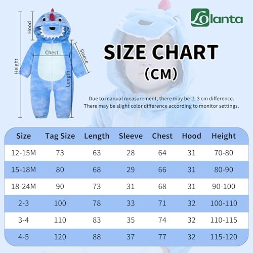 Thumbnail 3 de LOLANTA Blue Dinosaur Costume Romper for Babies, Hooded, 18–24 Months