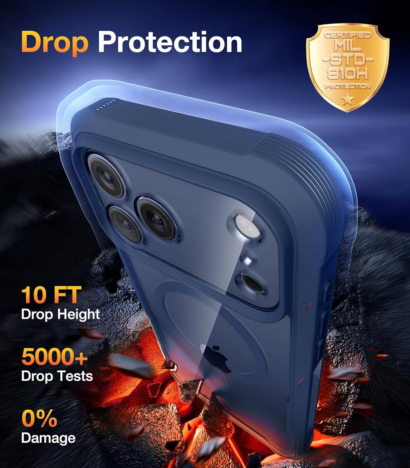 Detalle de Diaclara Magnetic for iPhone 17 Pro Max Case (6.9-inch) with MagSafe privacy screen protector and camera protection – Deep Blue