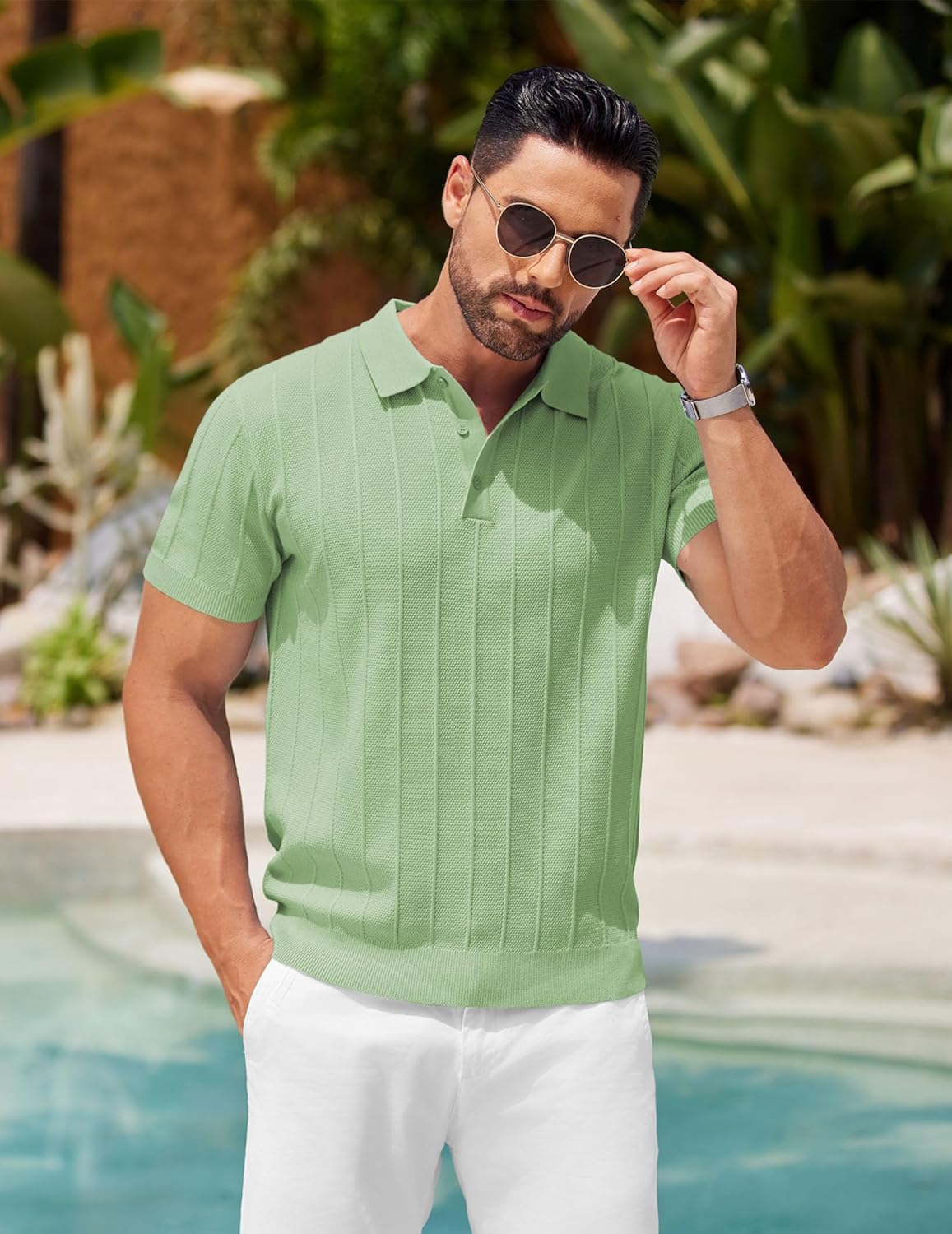Thumbnail 3 de COOFANDY Knit Polo Shirt Short Sleeve