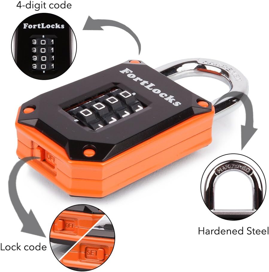 Thumbnail 2 de Fortlocks 4 Digit Combination Padlock – Weatherproof, Resettable Lock for Gates, Sheds, and more