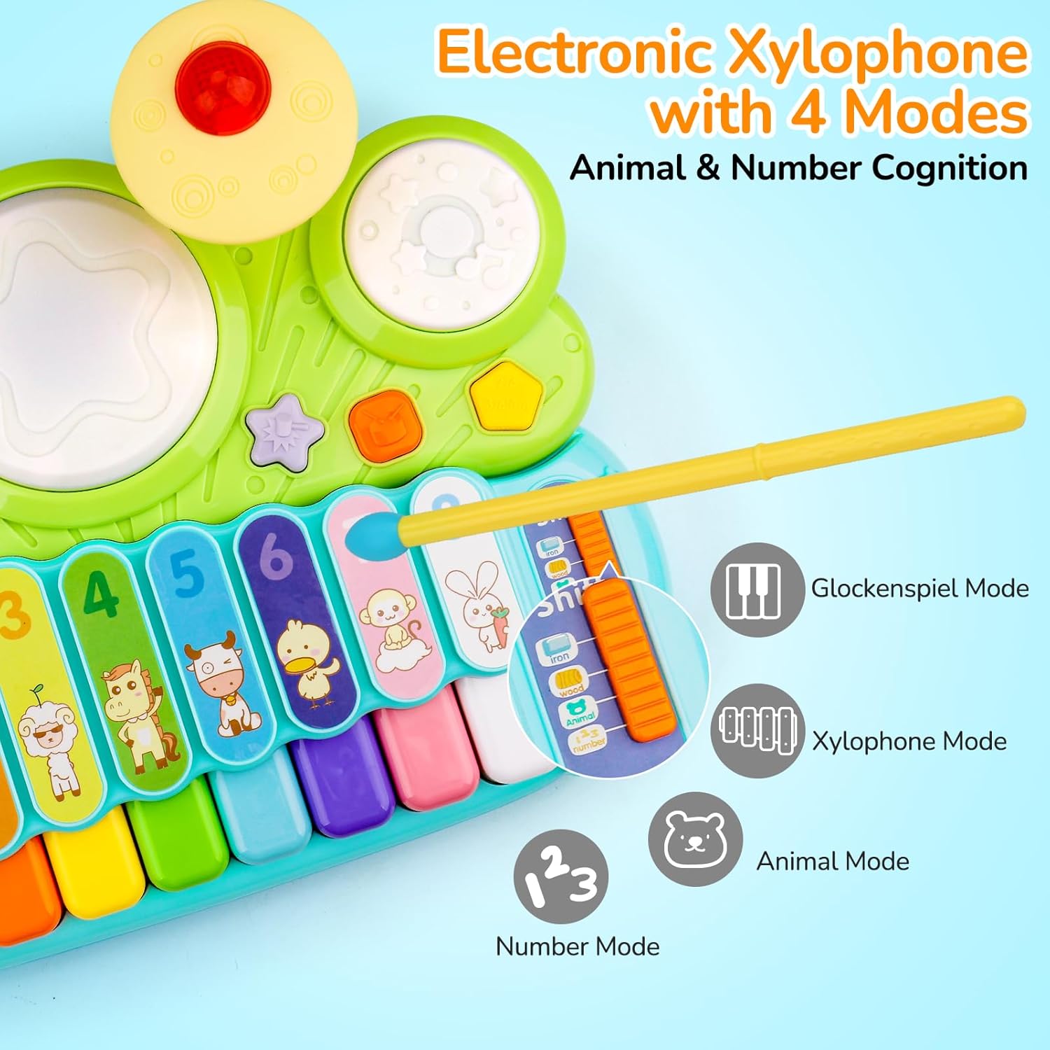 Thumbnail 6 de Baby Piano Drum Set for Toddlers 1-3: A 3-in-1 Music Table for Playful Learning