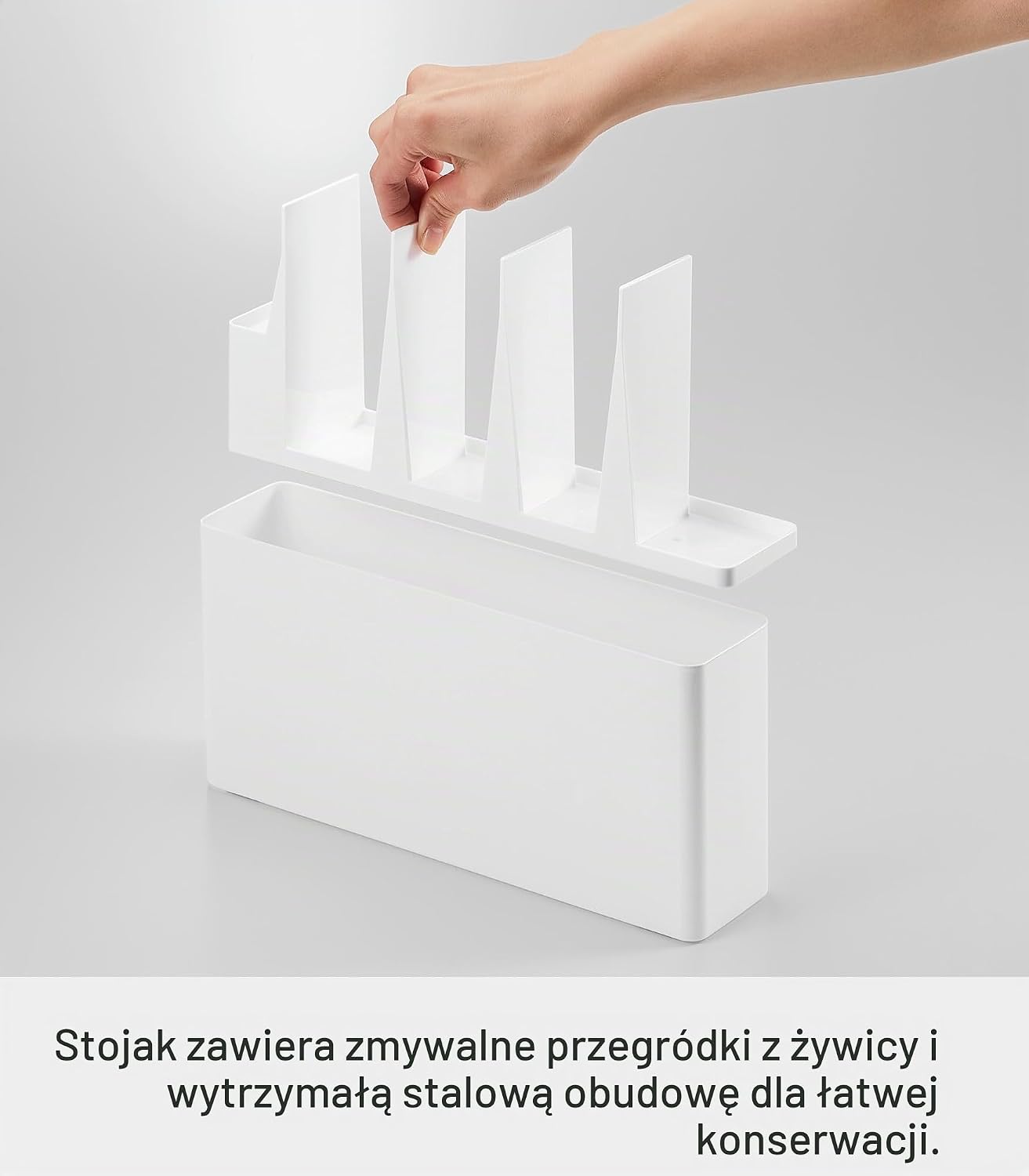 Detalle 1 de Yamazaki TOWER 8146 – uchwyt na przybory kuchenne i deskę, stal i ABS