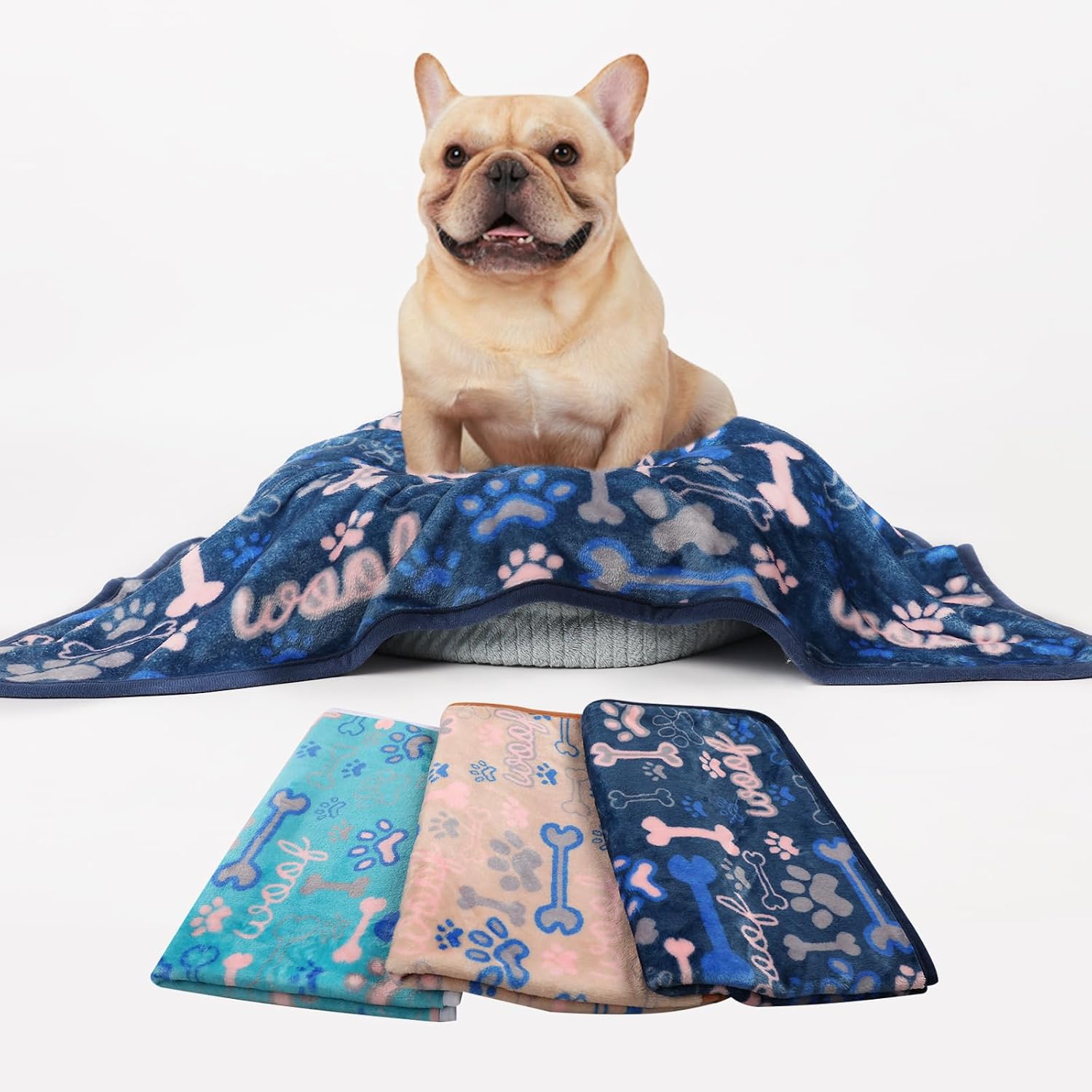 Detalle de luciphia Hundedecke Katzendecken Waschbar Flauschig – 3er Pack in 3 Farben, 40 × 60 cm / 76 × 52 cm / 104 × 76 cm