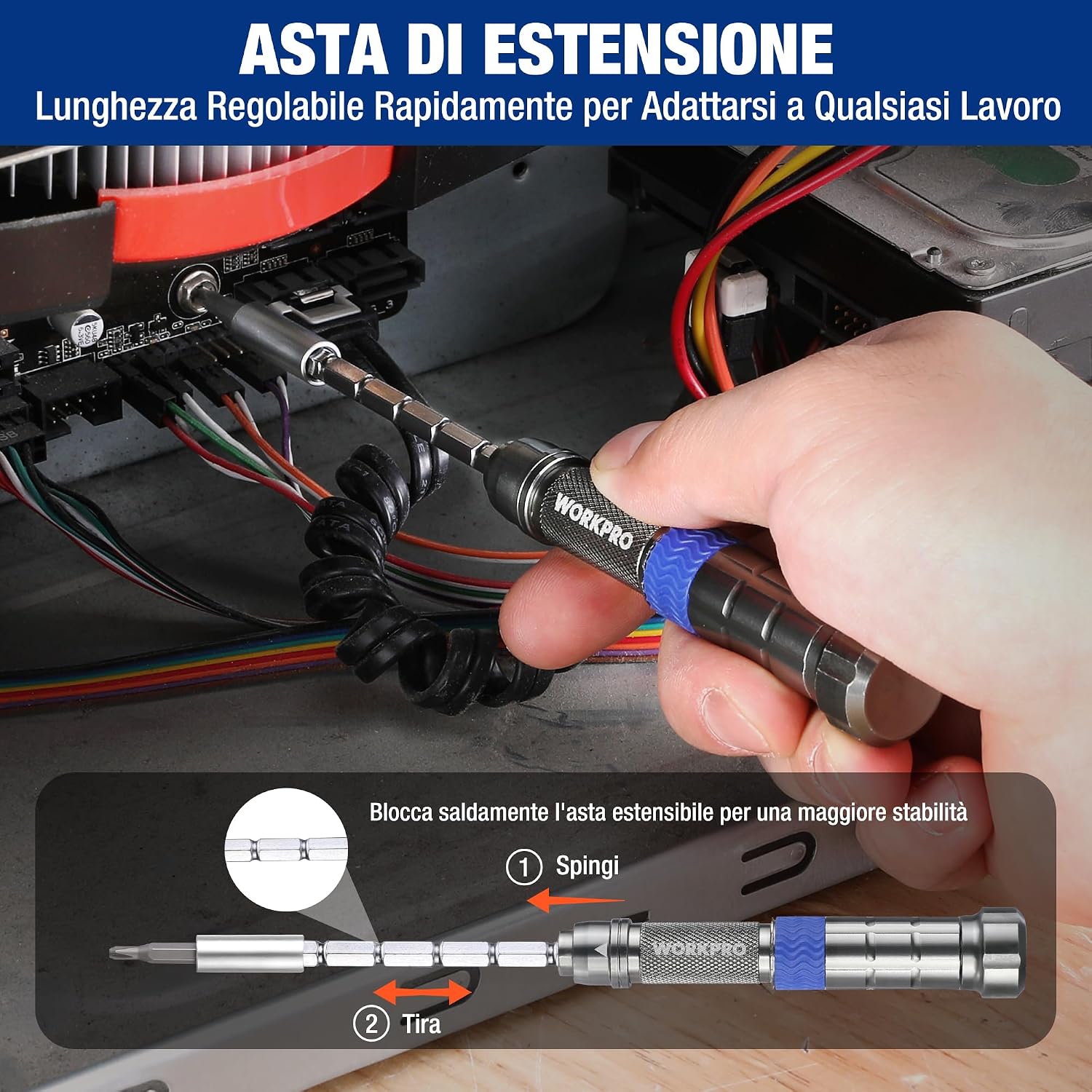 Detalle de WORKPRO Set di cacciaviti di precisione da 26 pezzi con punte magnetiche e magnetizzatore