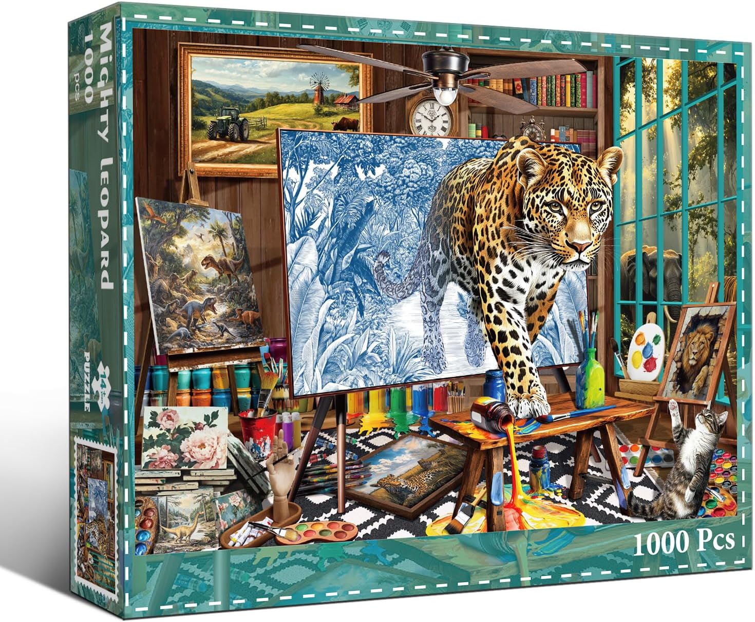 Thumbnail 1 de Puzzle mit 1000 Teilen „Mighty Leopard“ (Studio-Szene) – Erwachsene & Familien