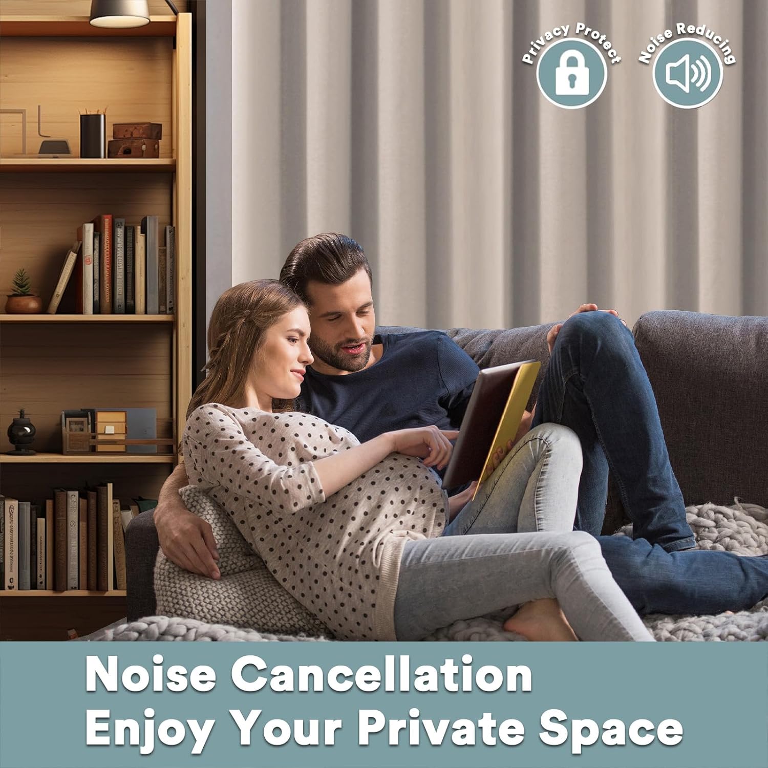 Thumbnail 5 de BellaHills 100% Blackout eyelet curtains, Natural Sand (2 panels, 66 x 72 inch)