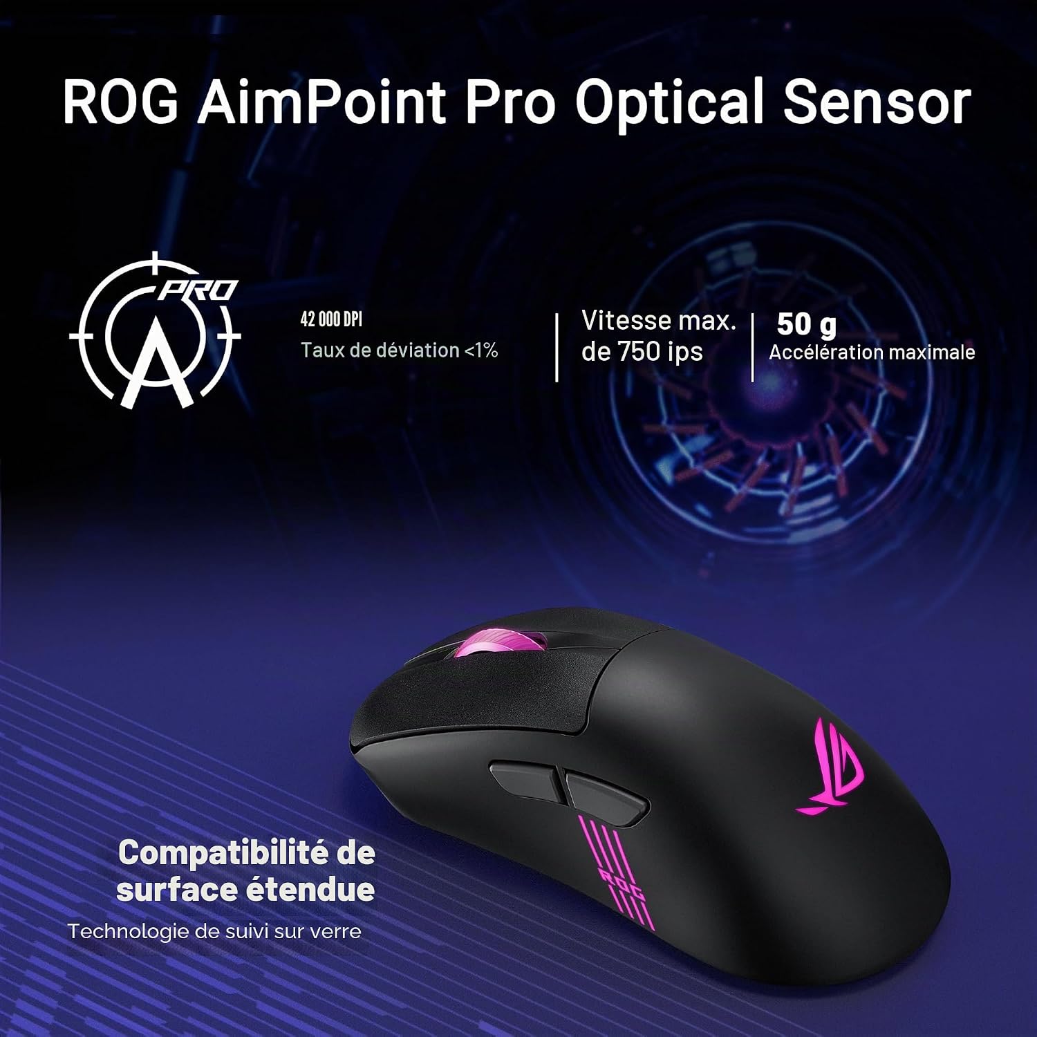 Detalle de ASUS ROG Keris II Origin (sans fil) — souris gaming ergonomique légère