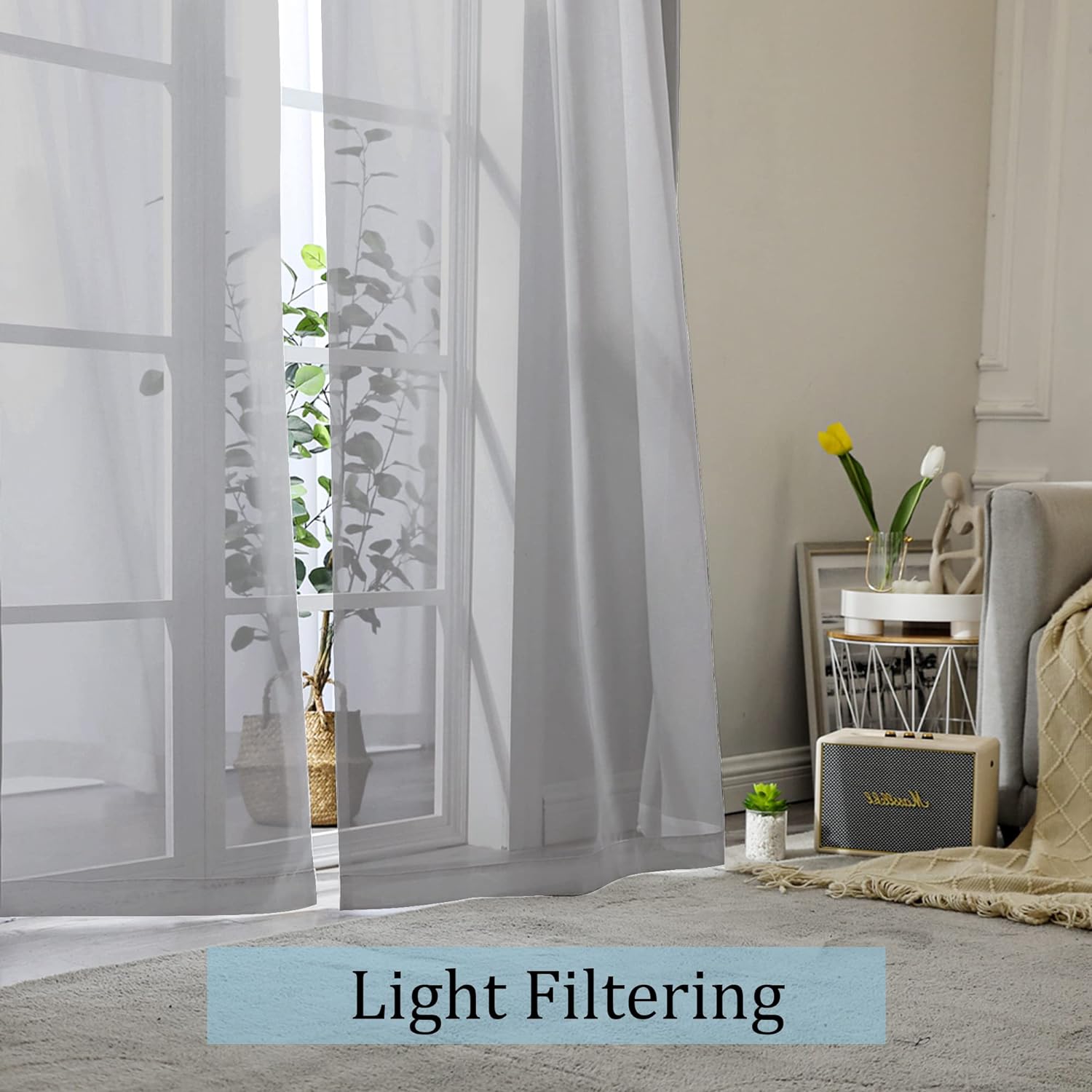 Detalle de OWENIE Sheer Curtains, 96-Inch Length