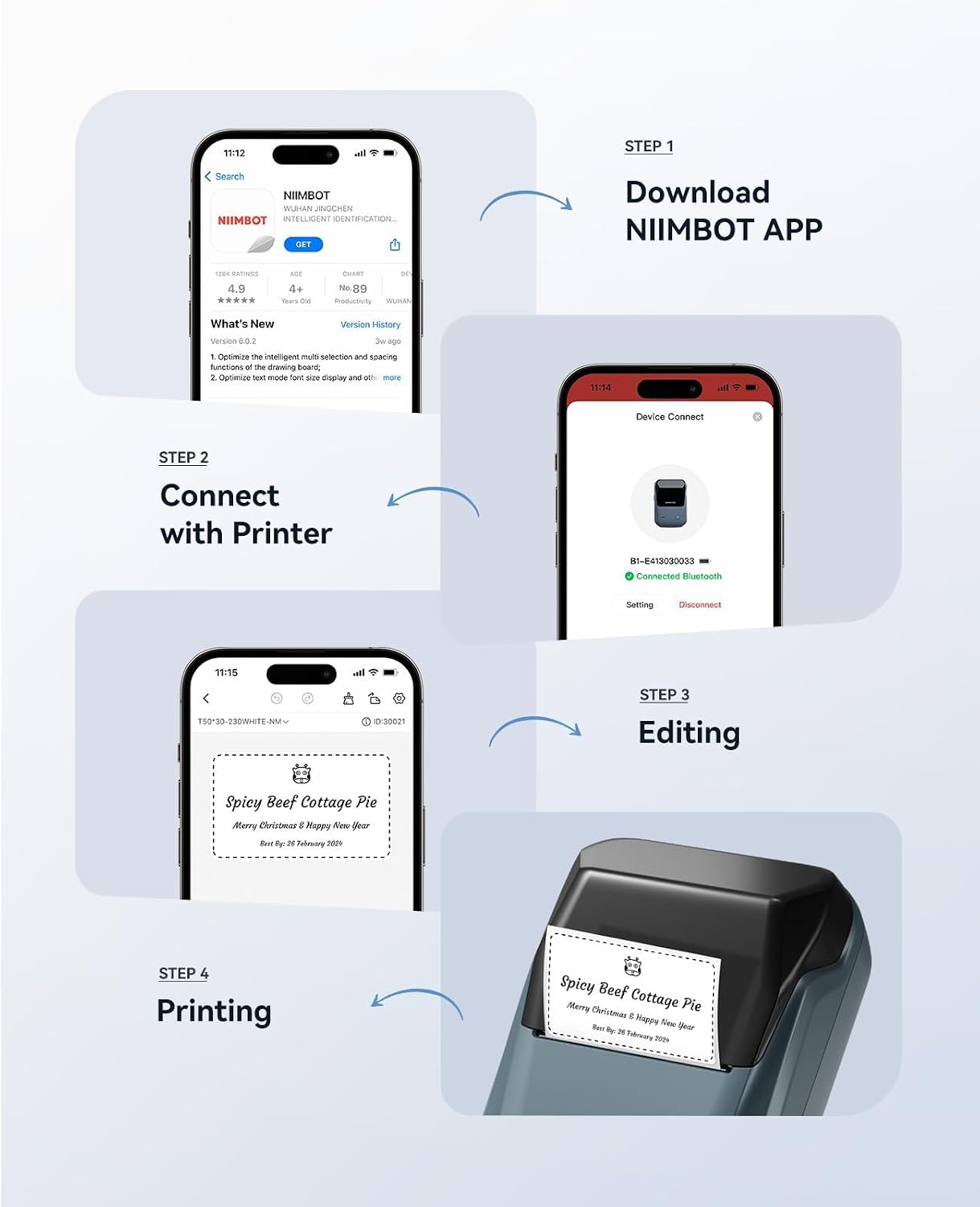 Detalle 2 de NIIMBOT B1 Label Maker: 2-Inch Portable Bluetooth Thermal Printer