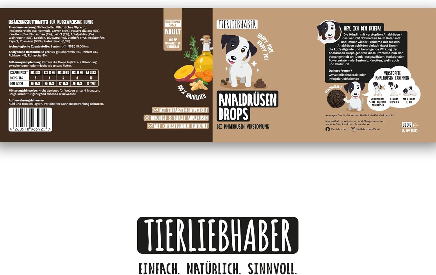 Thumbnail 6 de TIERLIEBHABER Analdrüsen Hund Drops – Tierärztlich entwickelte Drops zur Kotkonsistenz, Bentonit & Flohsamenschalen, 350 g