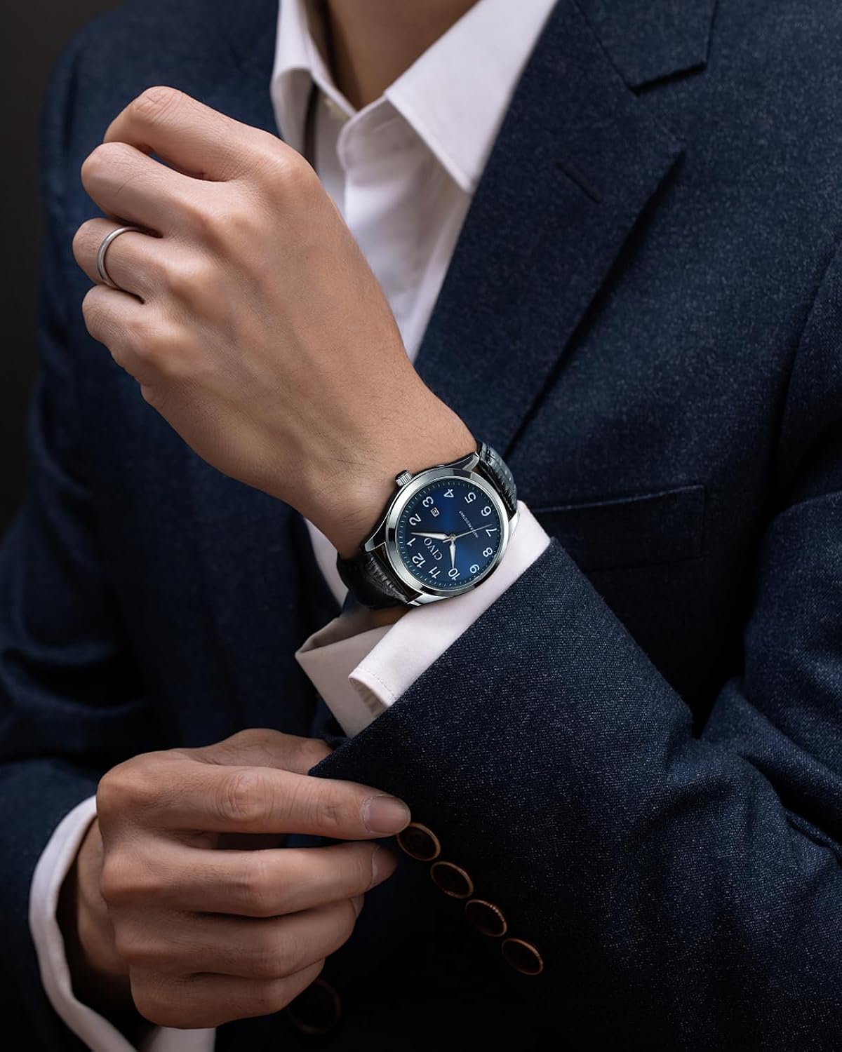 Detalle de CIVO Leicht Lesbar Herren-Uhr 40 mm – große Ziffern, Leuchtzeiger, Datum, 3ATM Wasserdicht