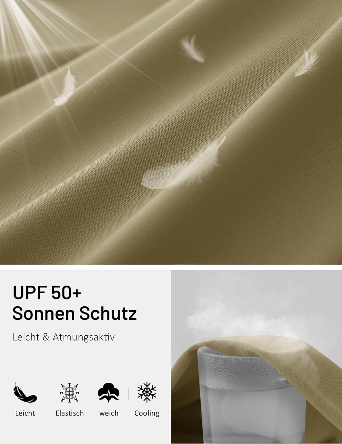 Detalle de TACVASEN UV-Schutz Hoodie Herren mit UPF 50+ und Daumenlöchern