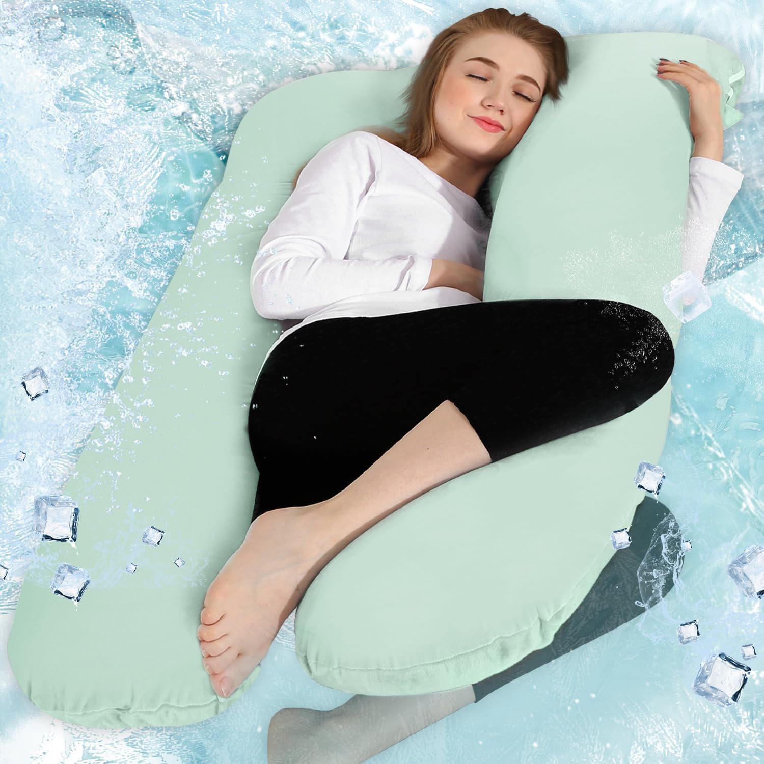 Thumbnail 6 de Chilling Home J-Shaped Pregnancy Pillow (150x70cm) in Grey with Cooling Removable Cover