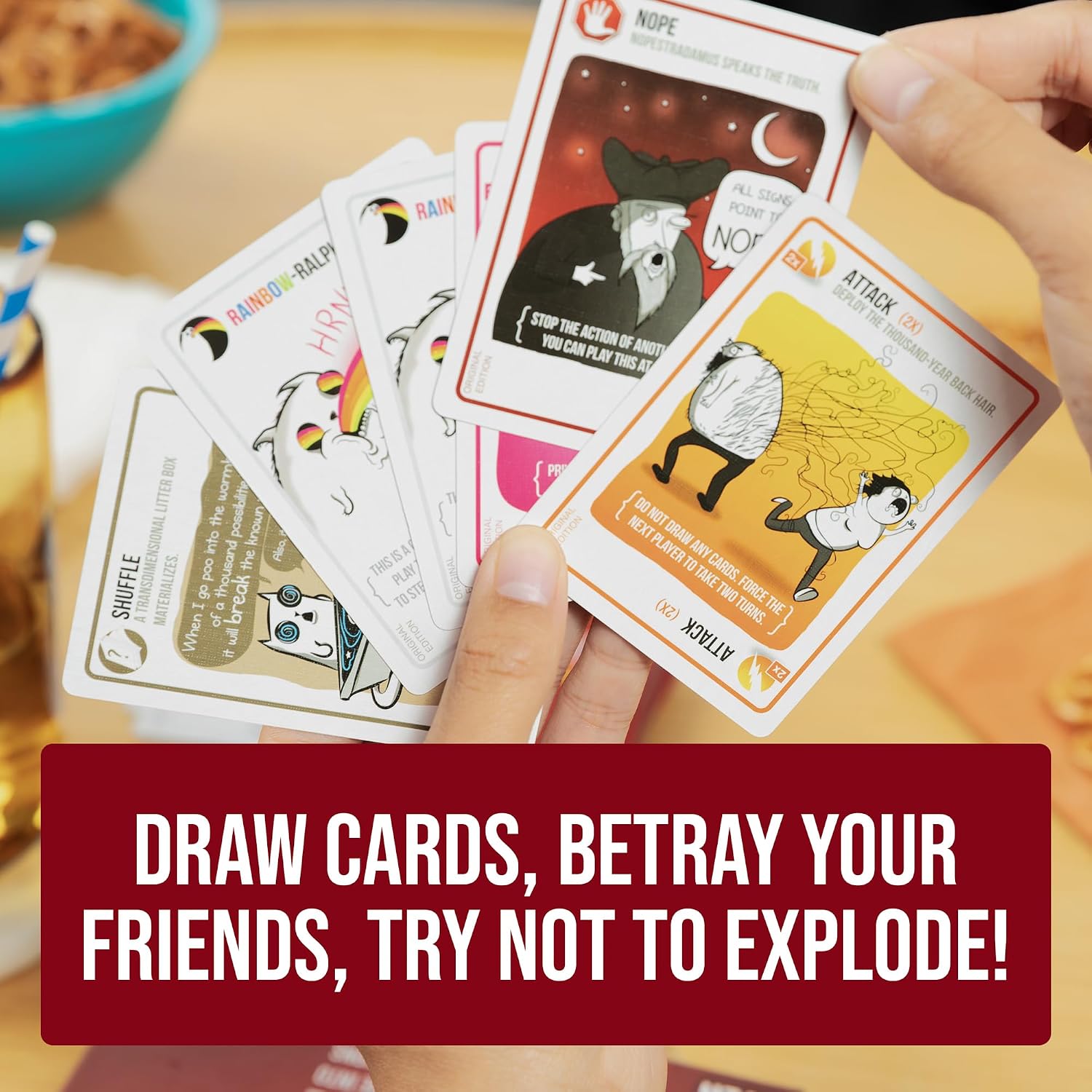 Detalle de Exploding Kittens Original Edition – 2–5 Spieler, ab 7 Jahren, 15 Minuten Spielzeit
