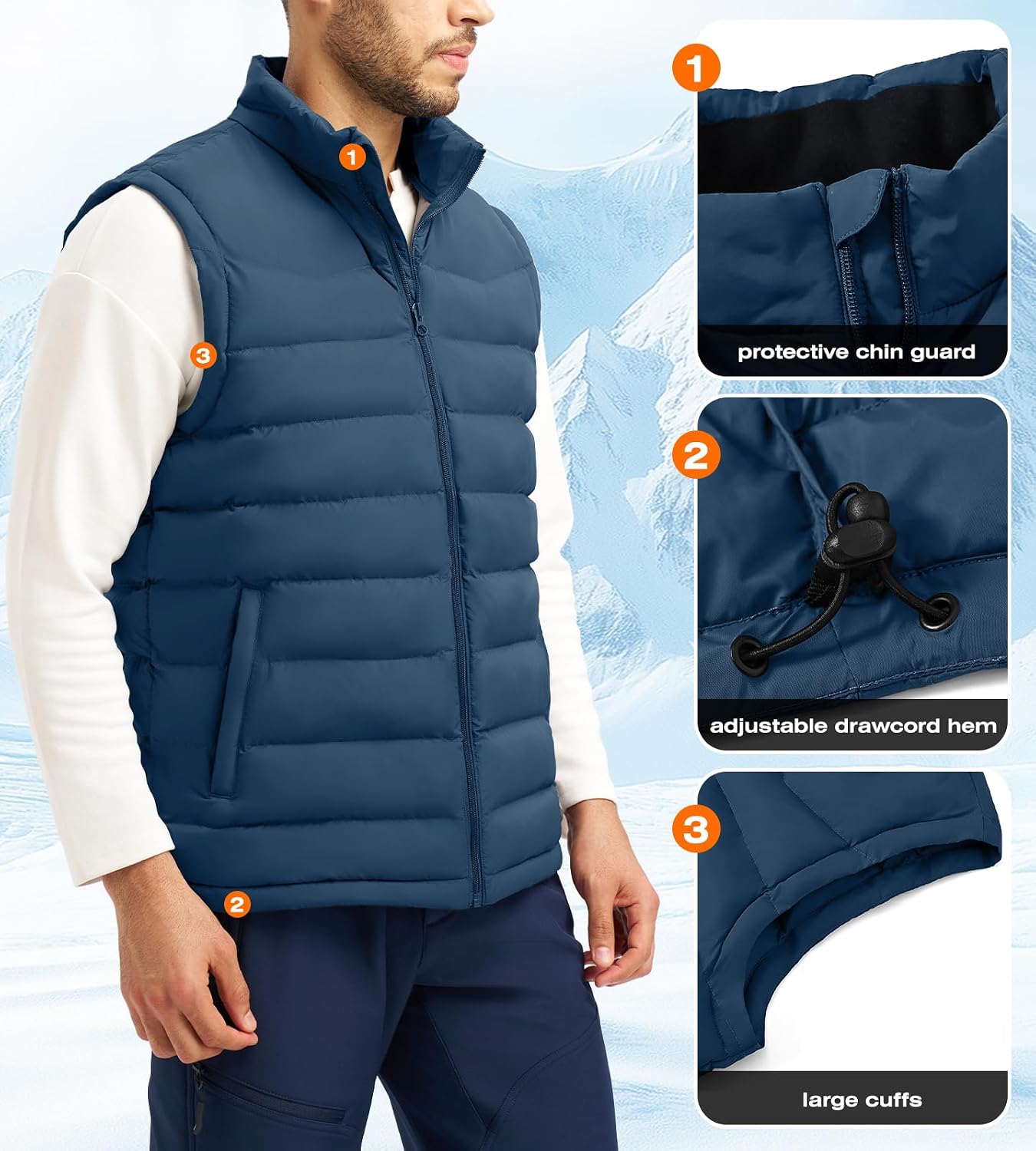 Detalle de Rdruko Men's Quilted Puffer Vest