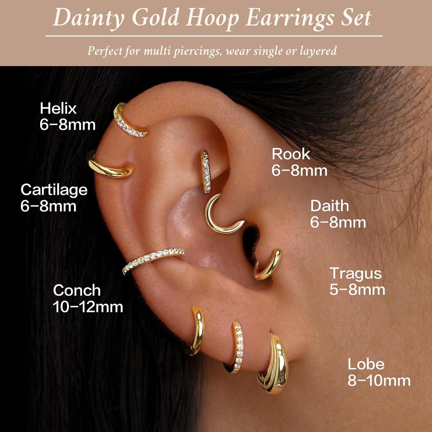 Thumbnail 5 de Poxtex Huggie Hoop Earrings 8mm