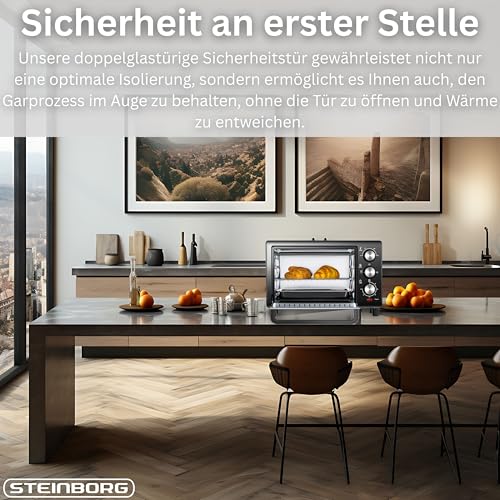 Thumbnail 4 de Steinborg Mini Backofen 15 Liter – Pizzaofen, 1200 W, 100–230 °C, 60 Min Timer
