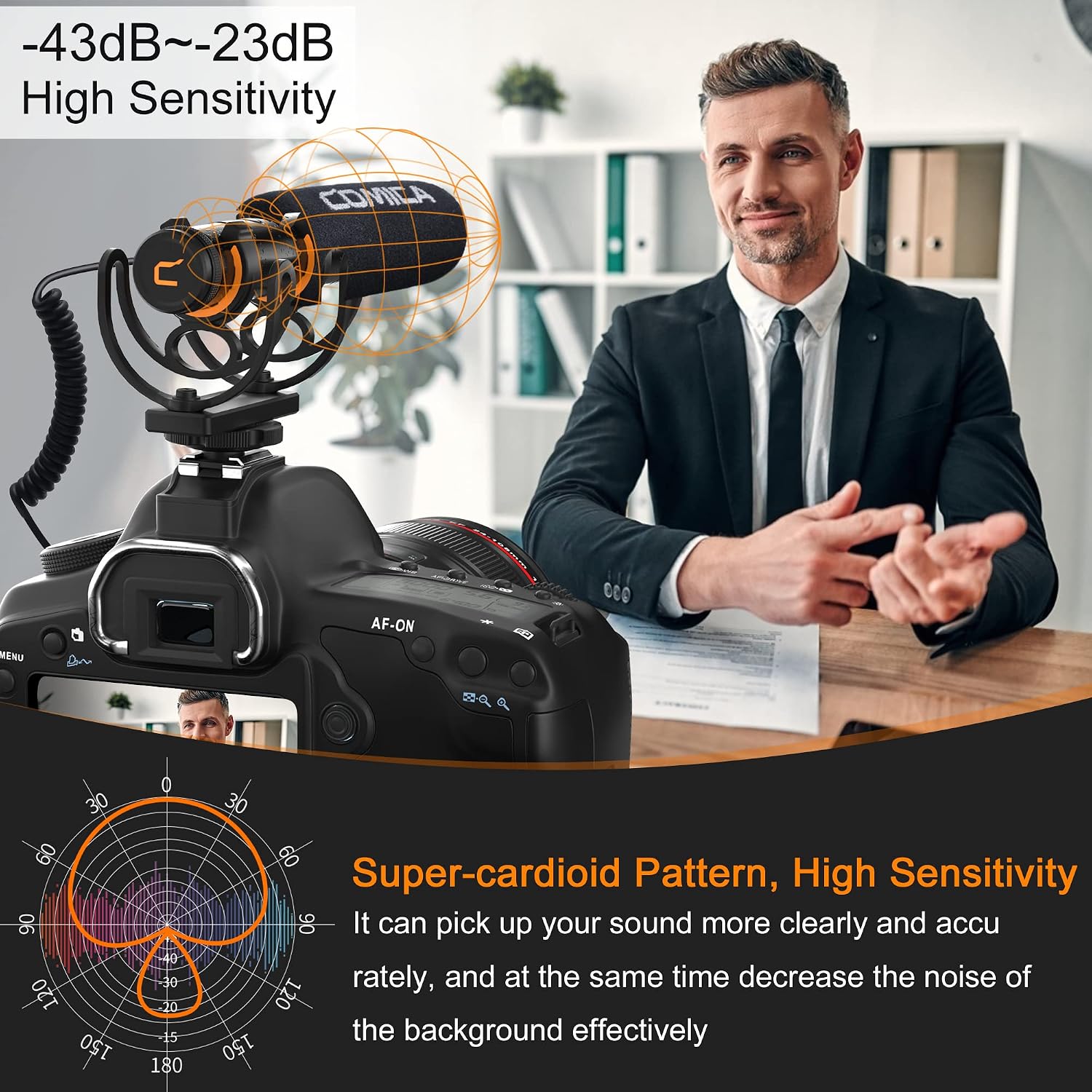 Thumbnail 4 de COMICA VM20 shotgun microphone with OLED display