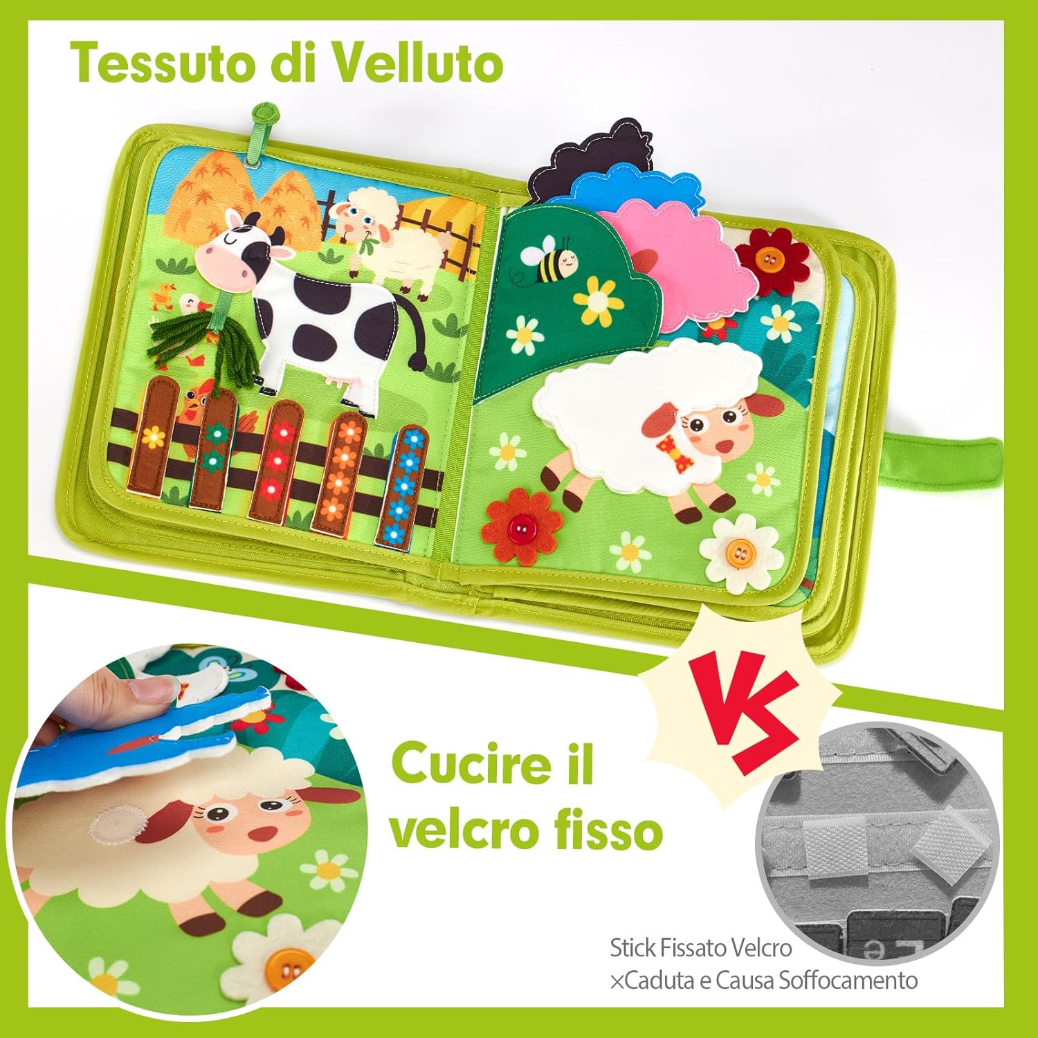Detalle de hahaland Busy Board Montessori Libro Interattivo 1 Anno – Attività sensoriali e didattiche 20-in-1