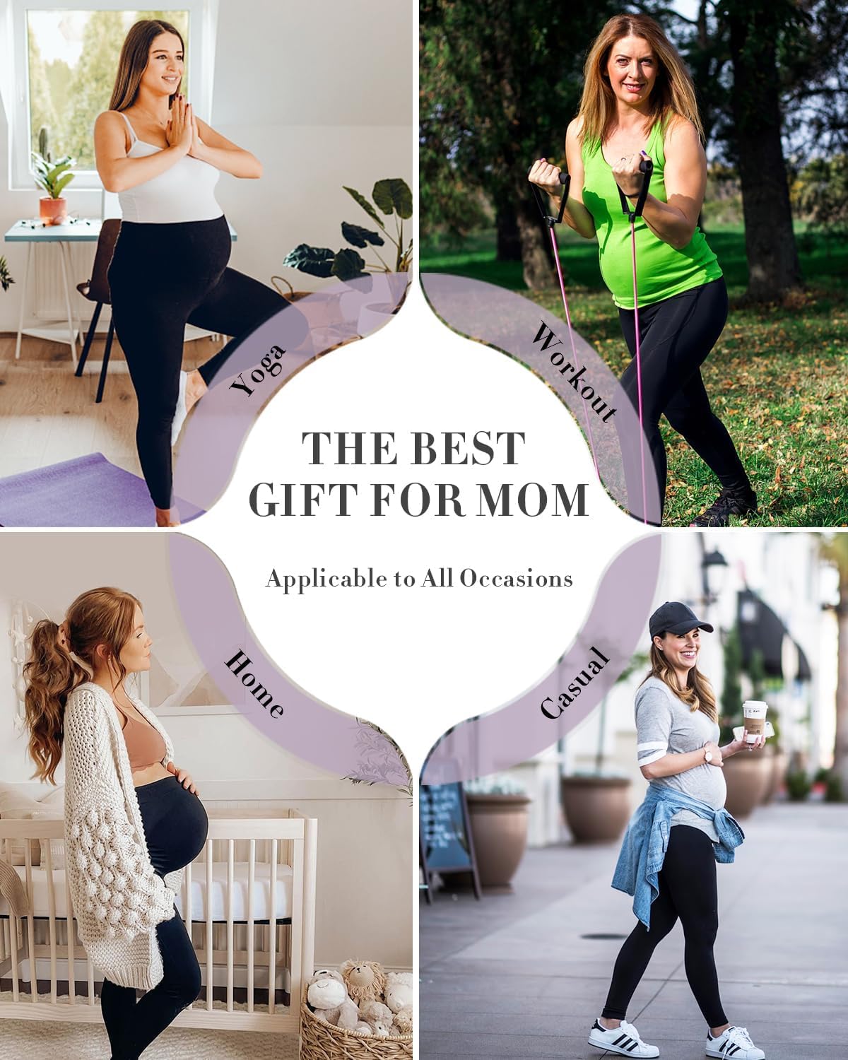 Detalle 2 de CTHH 3-Pack Maternity Leggings, Over-the-Belly High Waist for Yoga and Workouts