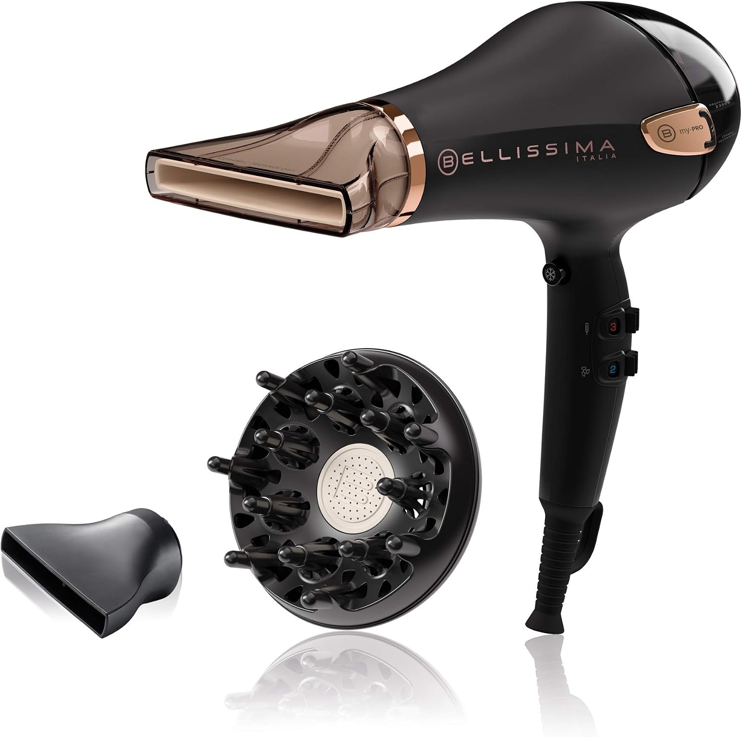 Detalle de Bellissima Imetec P5 3800 – Phon professionale ionico 2300W: potenza e stile per capelli protetti
