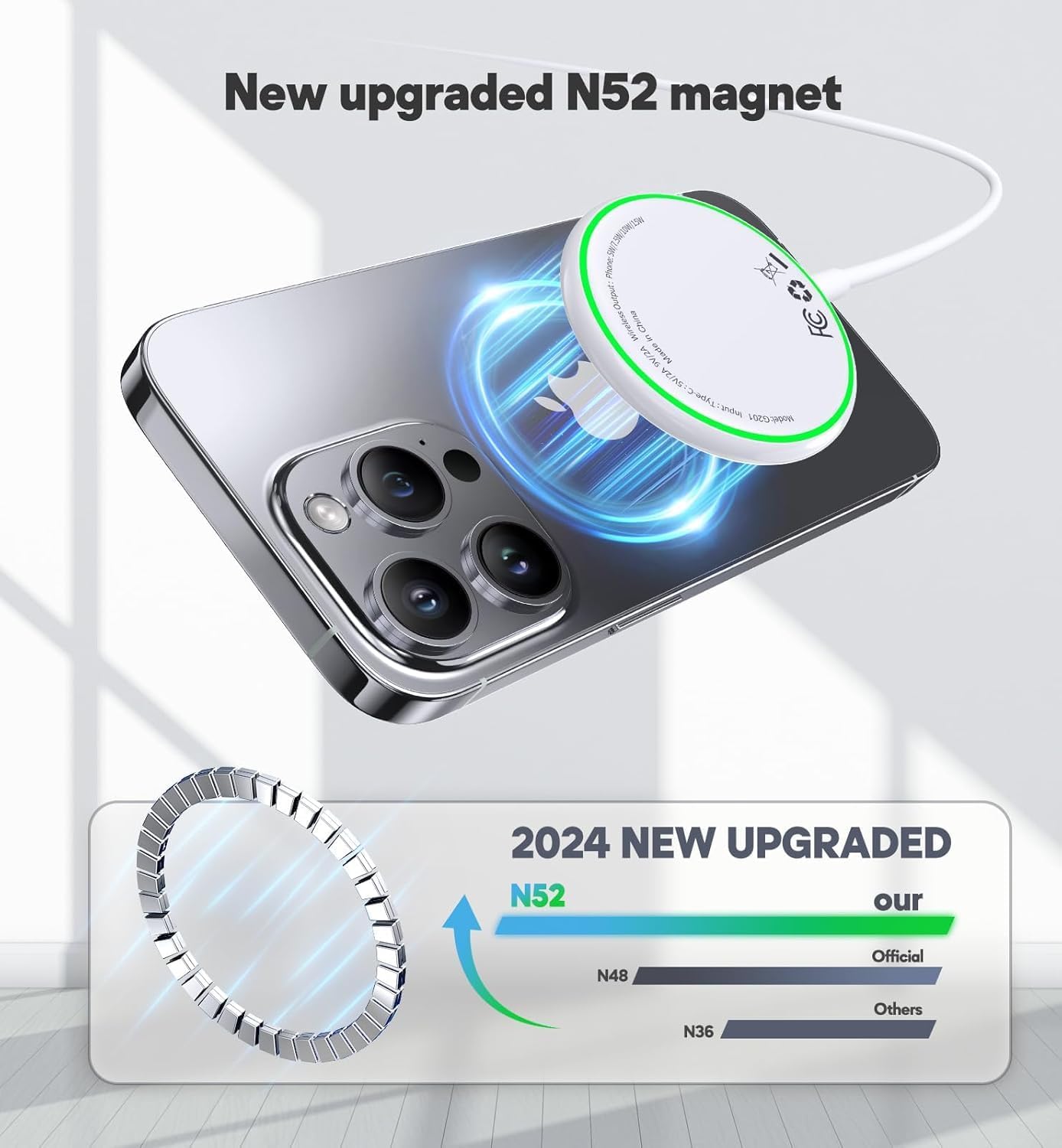 Thumbnail 1 de 2 Pack Magnetic Wireless Charger Stand 15W – Mag-Safe for iPhone and AirPods