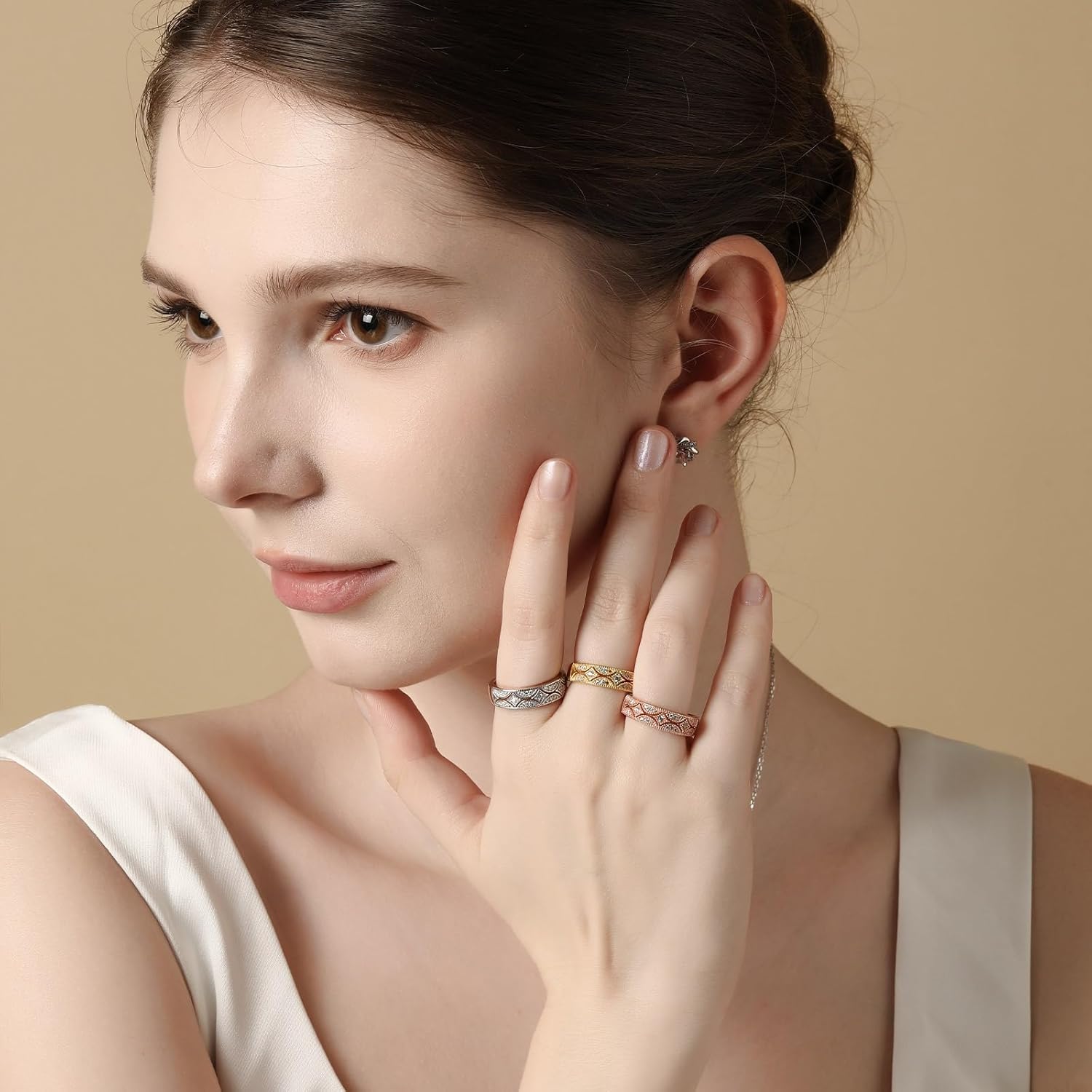 Detalle de Jeulia 925 Sterling Silver Milgrain Round Cut Ring