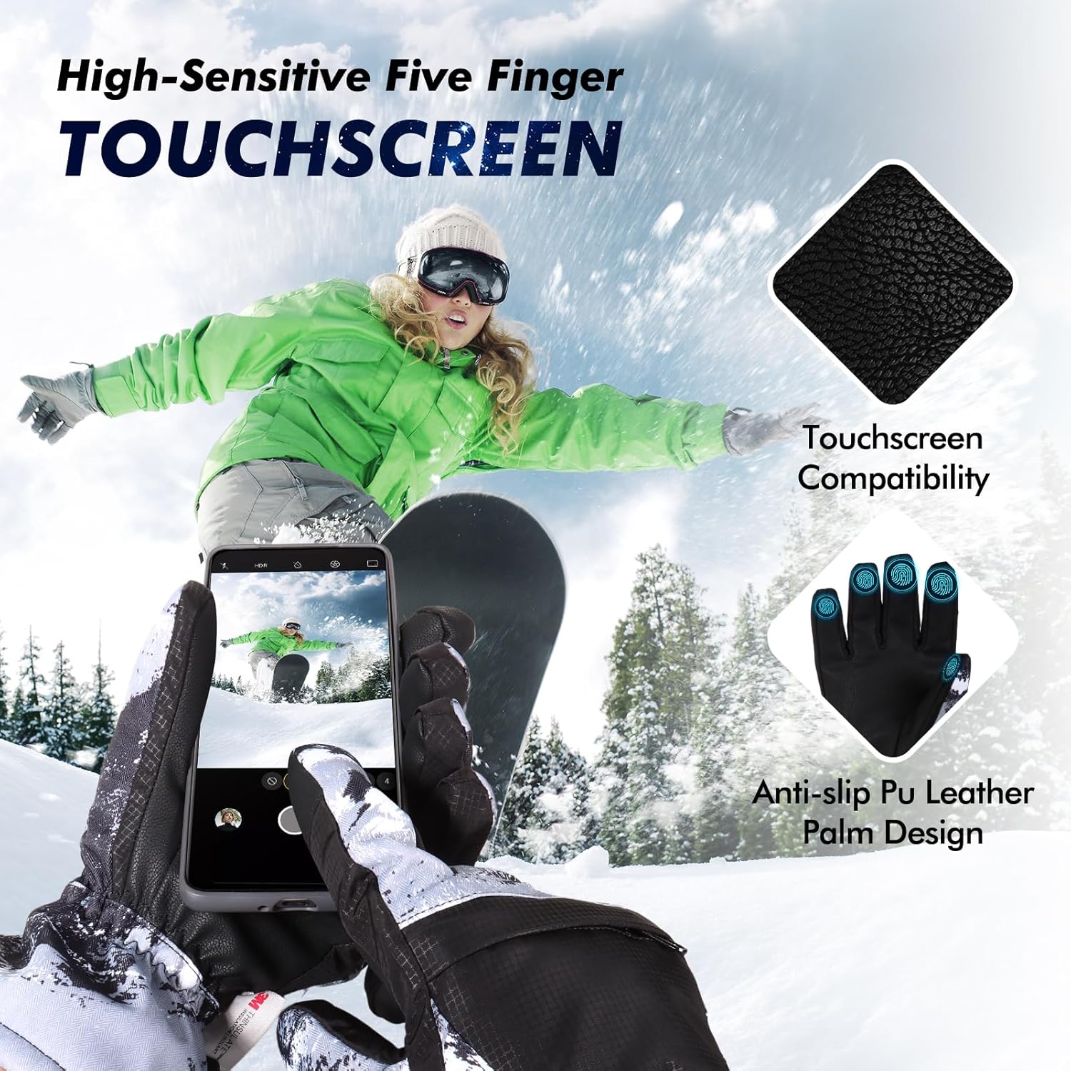 Thumbnail 2 de Pnosnesy Ski Gloves for Cold Weather