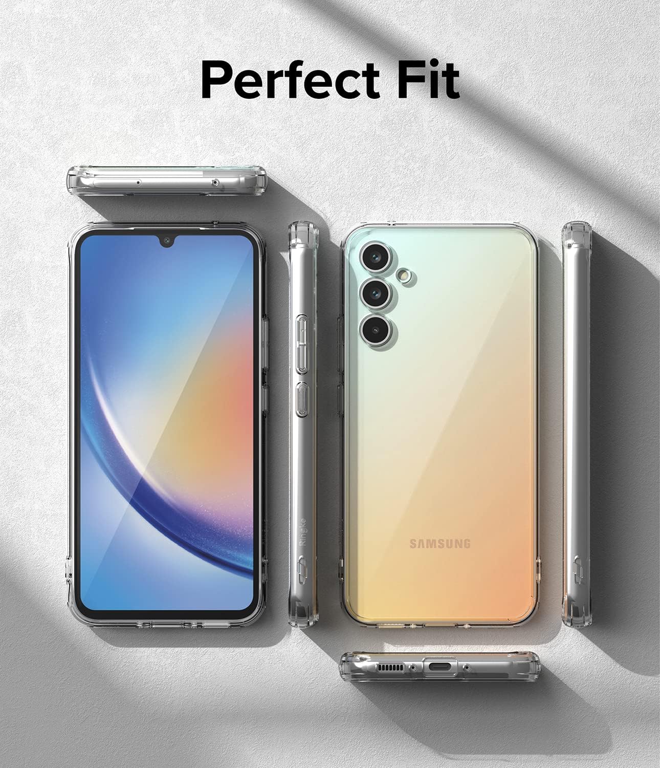 Detalle de Ringke Fusion Long Lasting Transparency Case for Samsung Galaxy A34 5G – Clear, Shock-Absorbent Protection