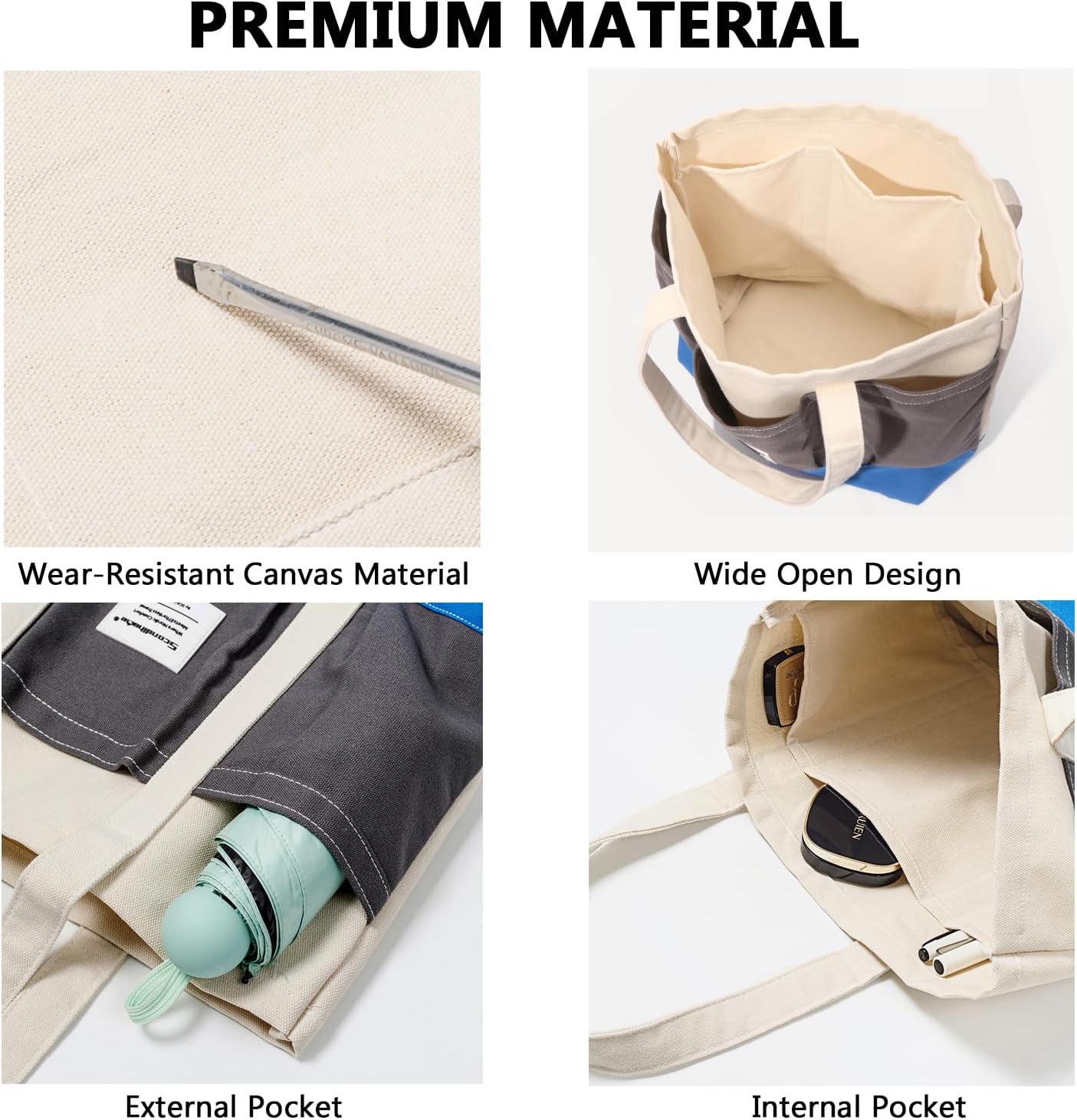 Detalle de SEPWIK Heavy Duty Canvas Tote Bag review: durable 15L carry-all for work, gym or travel