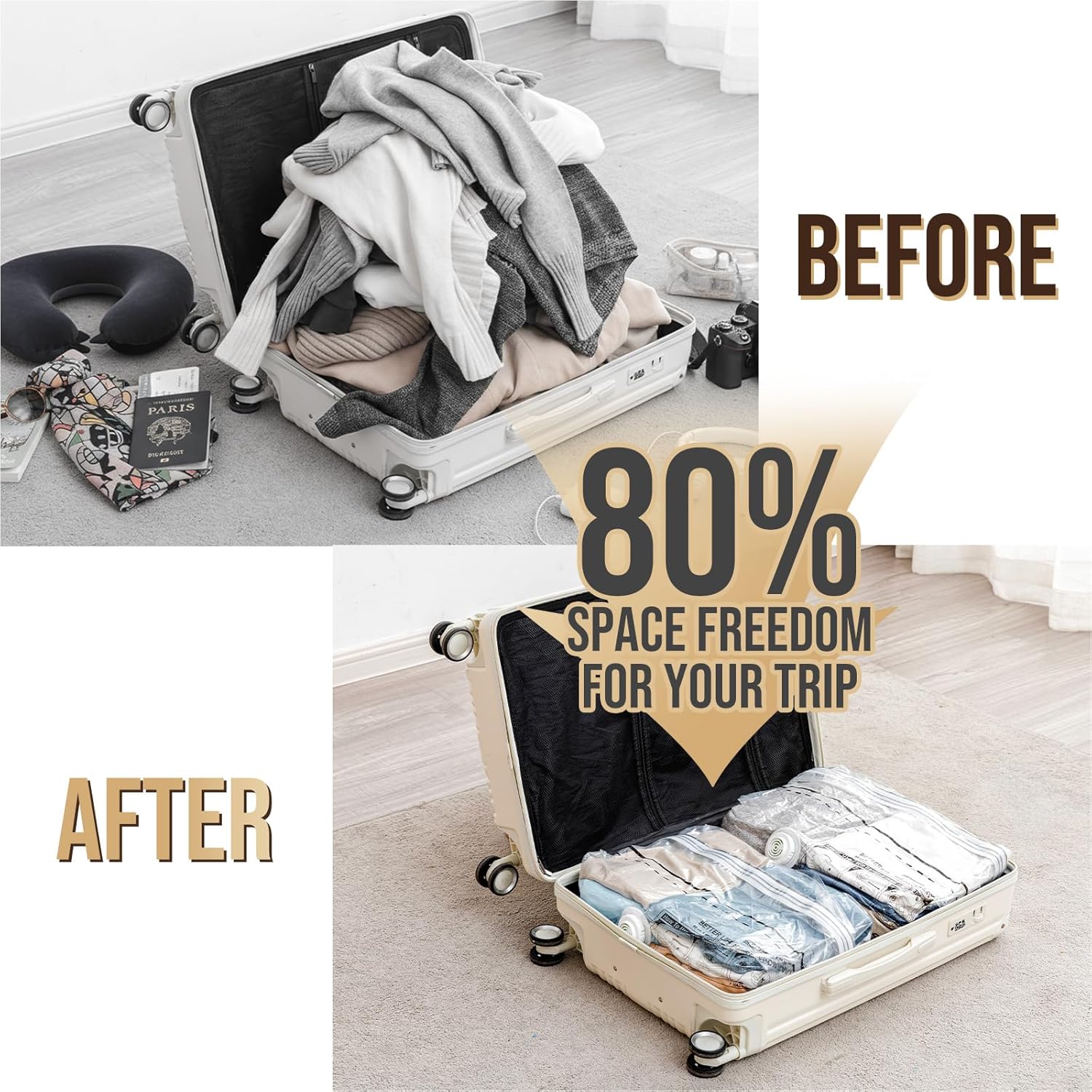 Thumbnail 2 de TAILI Travel Vacuum Storage Bags Cube – 10 Pack Reusable Space-Saving Vacuum Pack Bags for Clothes, Duvet & Suitcases