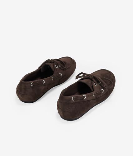 Detalle 2 de BOSANOVA Zapato Plano Náutico de Ante Vegano para Mujer – Marrón 38