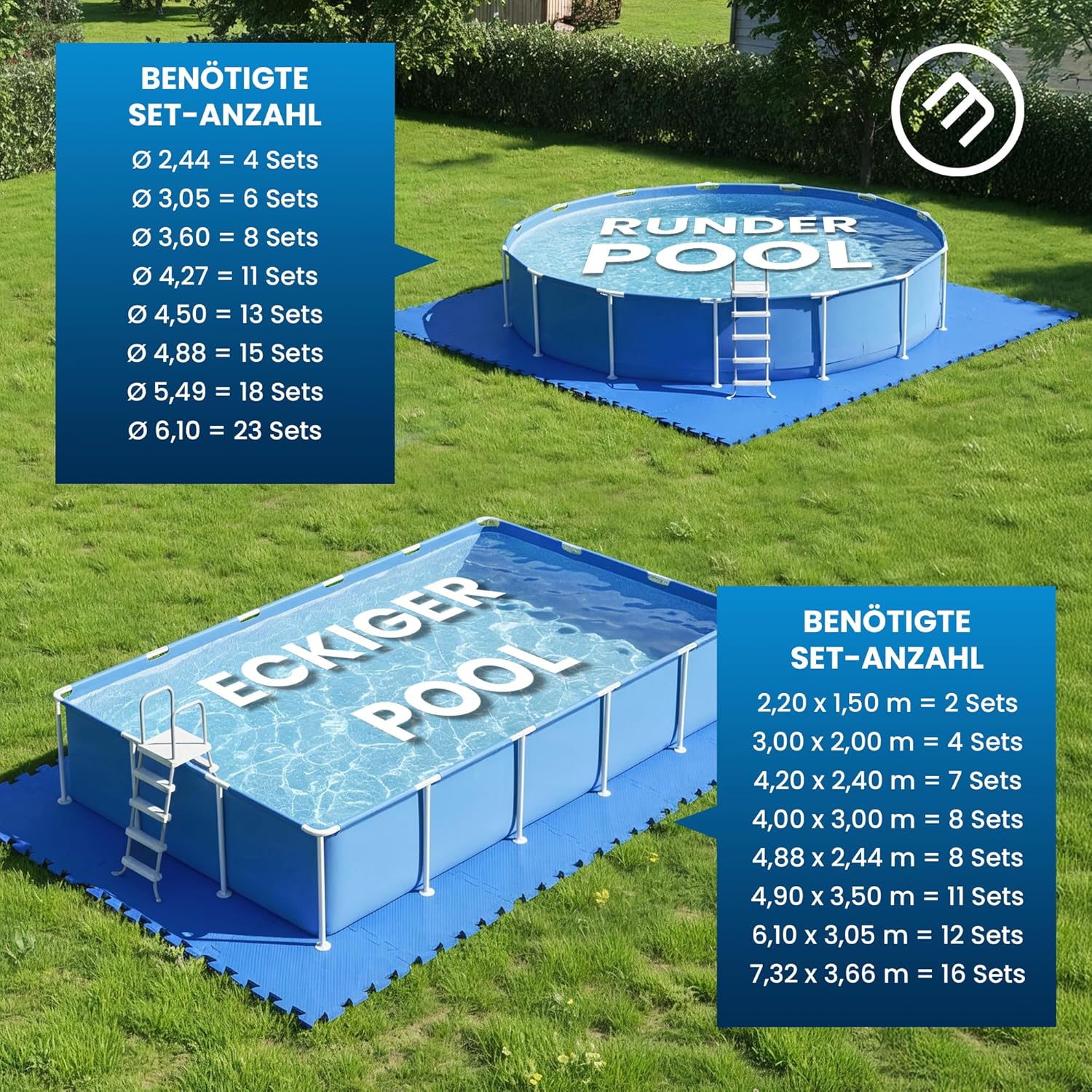 Thumbnail 6 de bemaxx Poolunterlage Poolmatte Unterlegmatte – 18 EVA-Puzzlematten als Bodenschutz für Pool, Whirlpool und Planschbecken