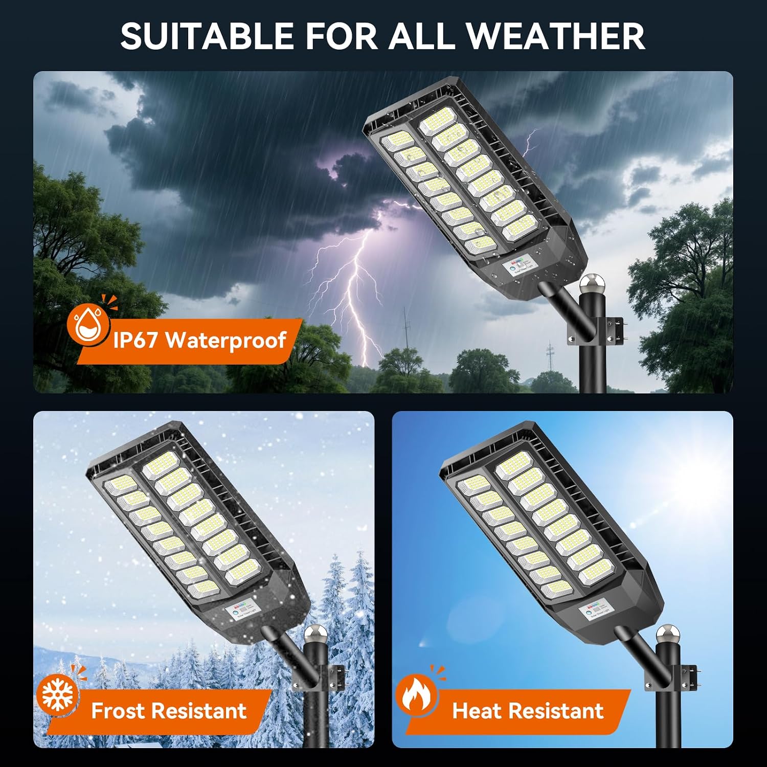 Detalle de JADIDIS 800W Lampione solare con telecomando: luce LED ad alte prestazioni per esterni