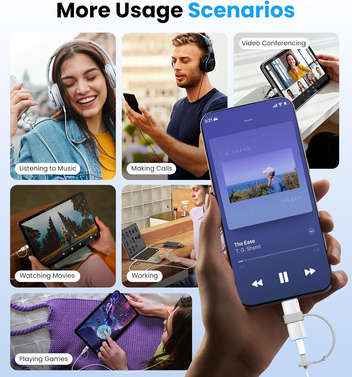 Thumbnail 6 de TiMOVO Adattatore USB-C a cuffie da 3,5 mm con DAC integrato – bianco