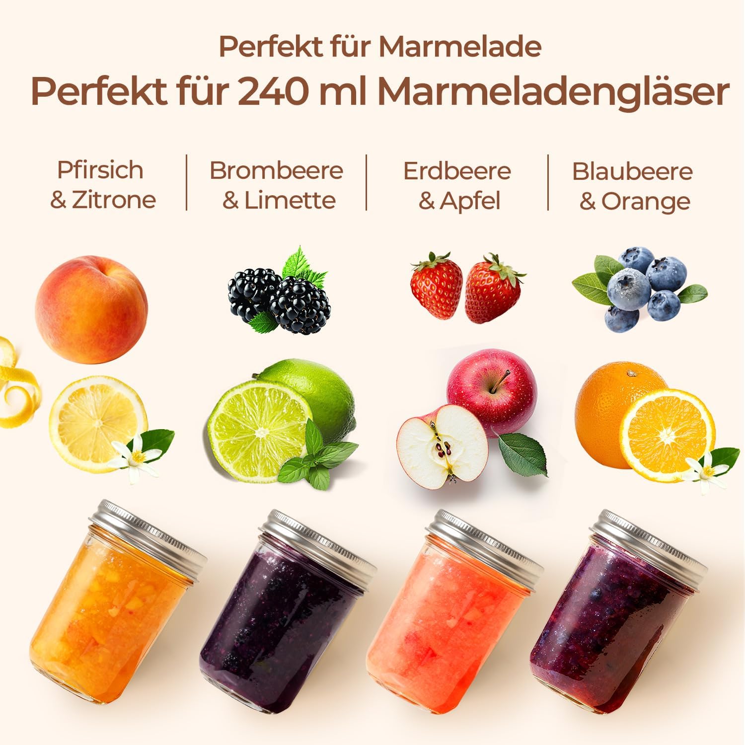 Thumbnail 4 de ComSaf 240 ml Einmachgläser mit Deckel – 8 Stück Mason Jar Set