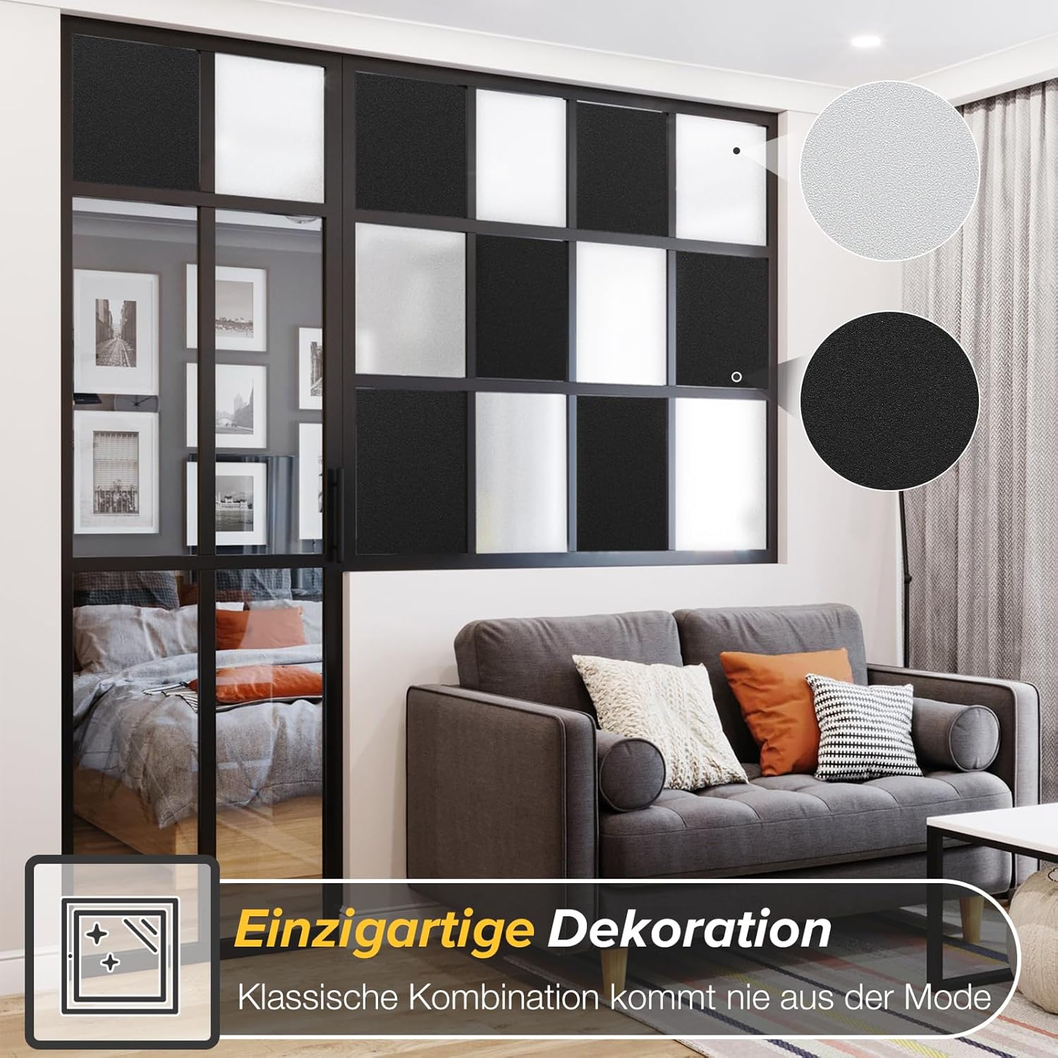 Thumbnail 6 de rabbitgoo Schwarze Fensterfolie Verdunklungsfolie mit Gitterdesign, 44,5 x 200 cm